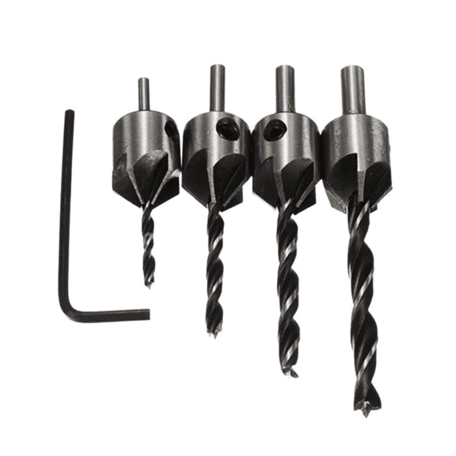 Brocas Juego de brocas 4 piezas/7 piezas Brocas avellanadas de flauta Brocas Juego de brocas de cabeza avellanada 3 puntas Taladro para trabajar la madera 3,4,5,6,7,8,10 mm (Color : 4 pcs 1 set)