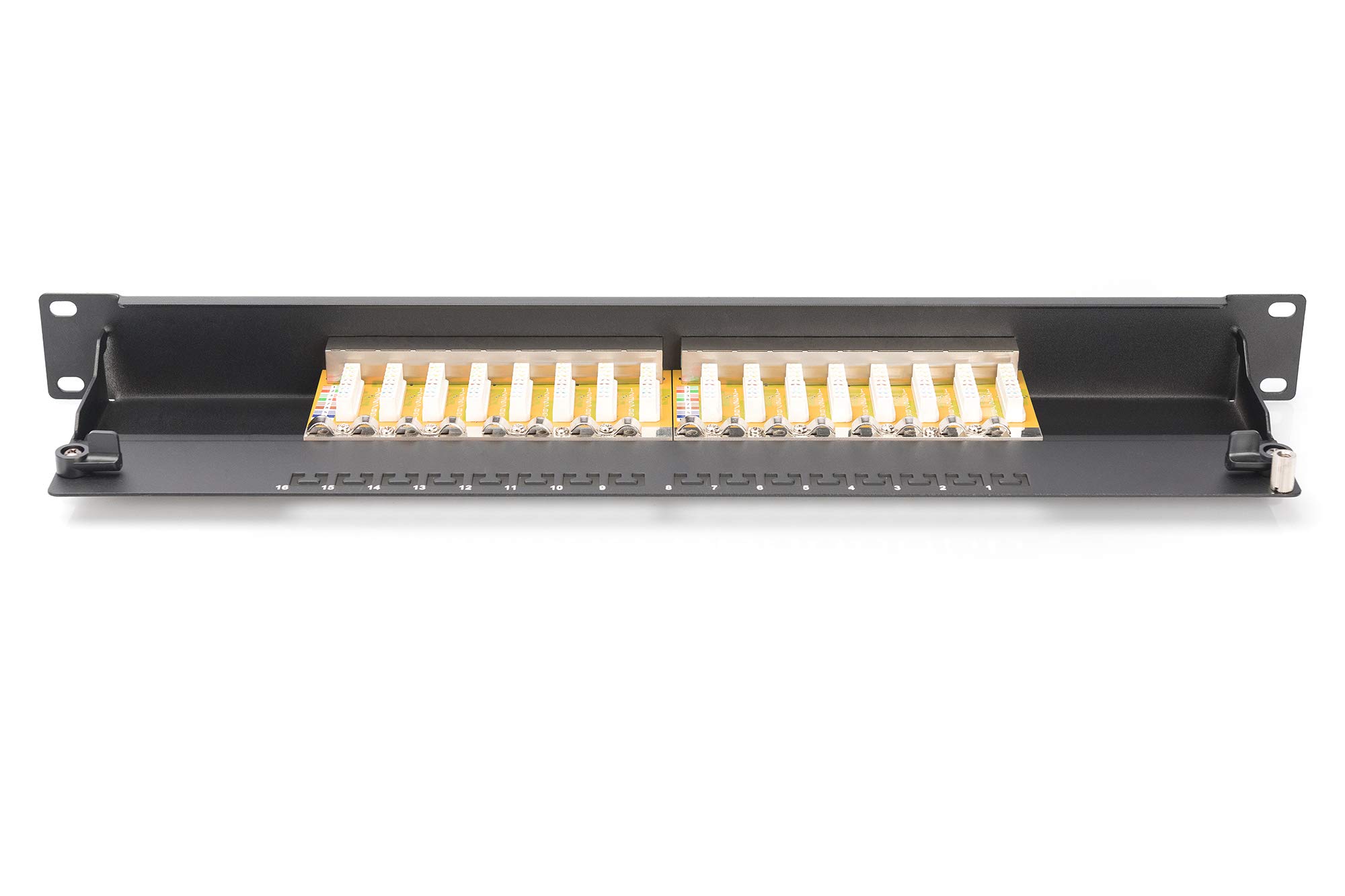 DIGITUS Panneau de brassage - 19 pouces - Cat-6-16 ports RJ45 - Blindé - Panneau de brassage LSA - Montage en rack 1U - Noir