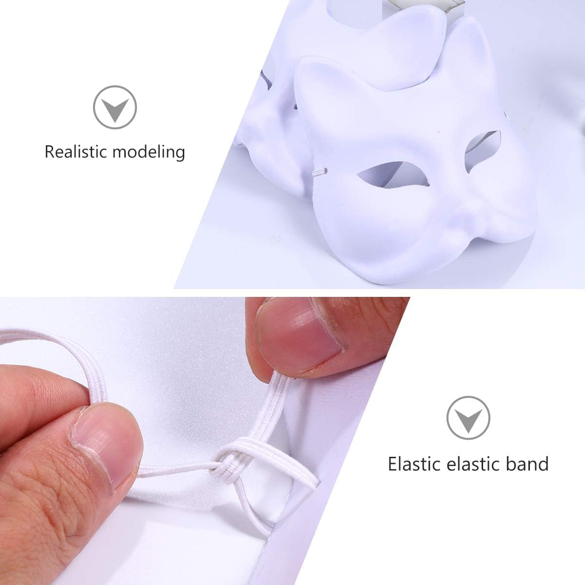 XYBHRC Cat Mask, 3PCS Therian Masks White Cat Masks Blank