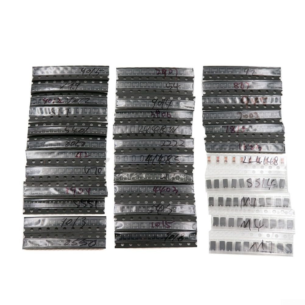 Kit di 350 transistor e diodi per SMD con 35 valori assortiti per l'uso in vari sistemi elettronici e riparazioni