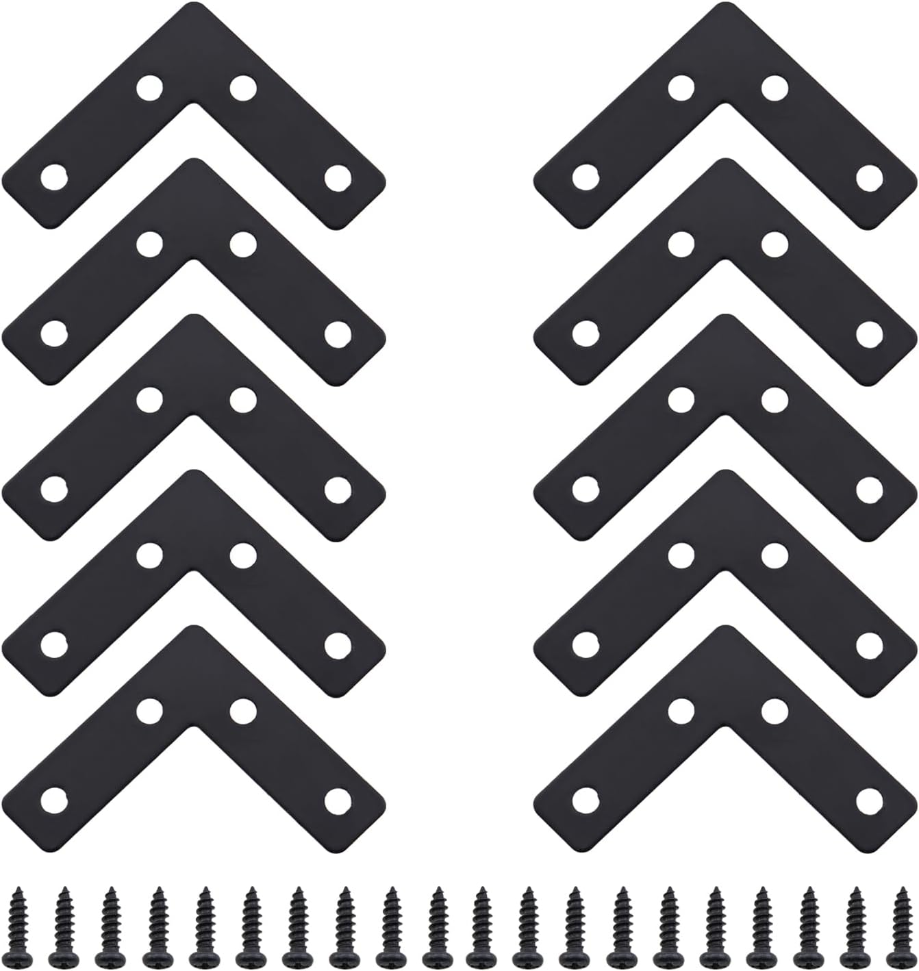 10PCS Black L-Shape Corner Bracket 90 Degree Angle 50x50mm Heavy Duty Corner Joint Shelf With Screws Used for Reinforcing Book Shelf Display Flower Stand