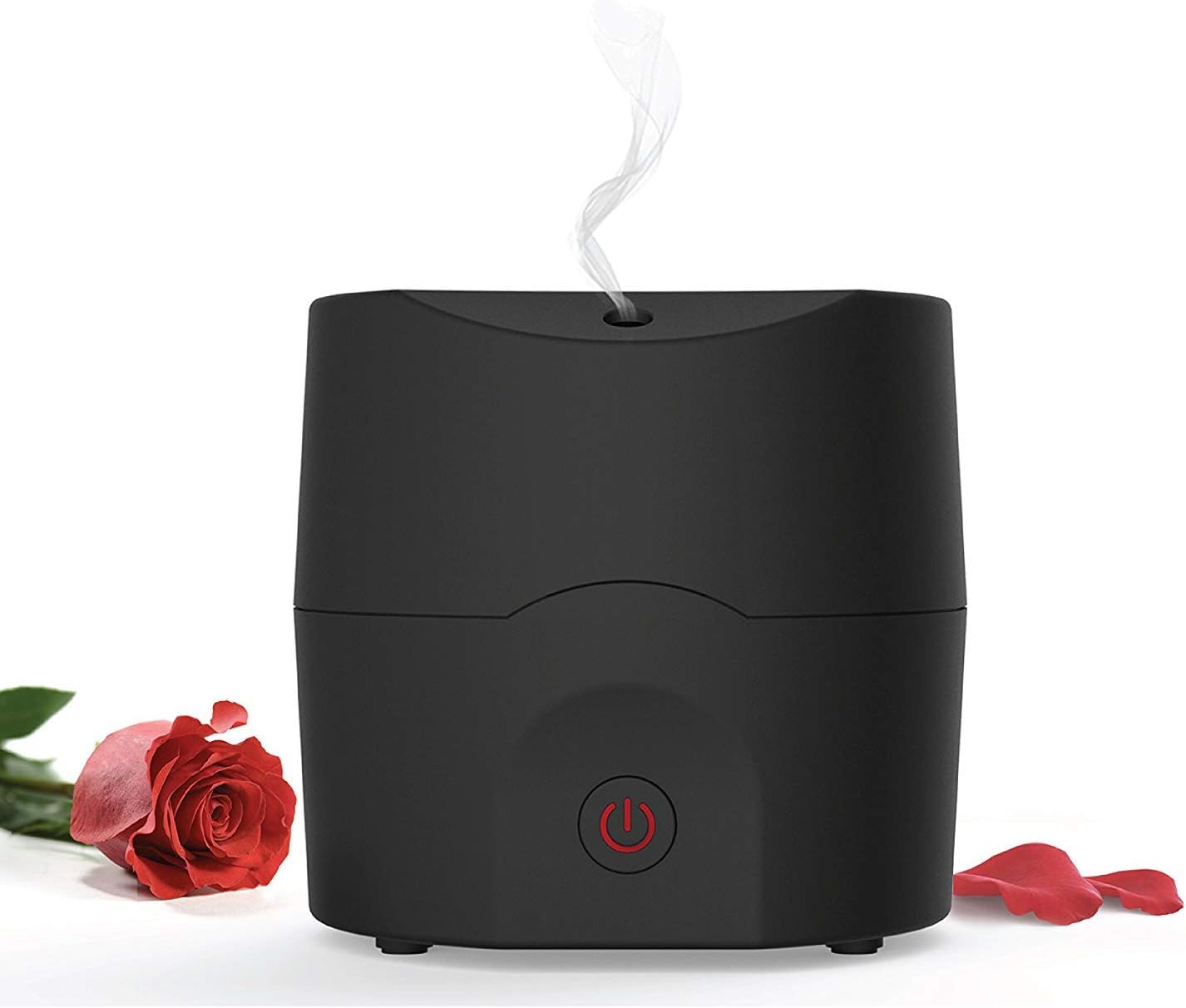 Alpha Black Aroma Essential Oil Diffuser, Scent and Fragrance Ultrasonic Aromatherapy - Now with Italian Design, 160ml, Extra Long Cord, Timer, Auto Shut Off, Soft Rubber Black Paint