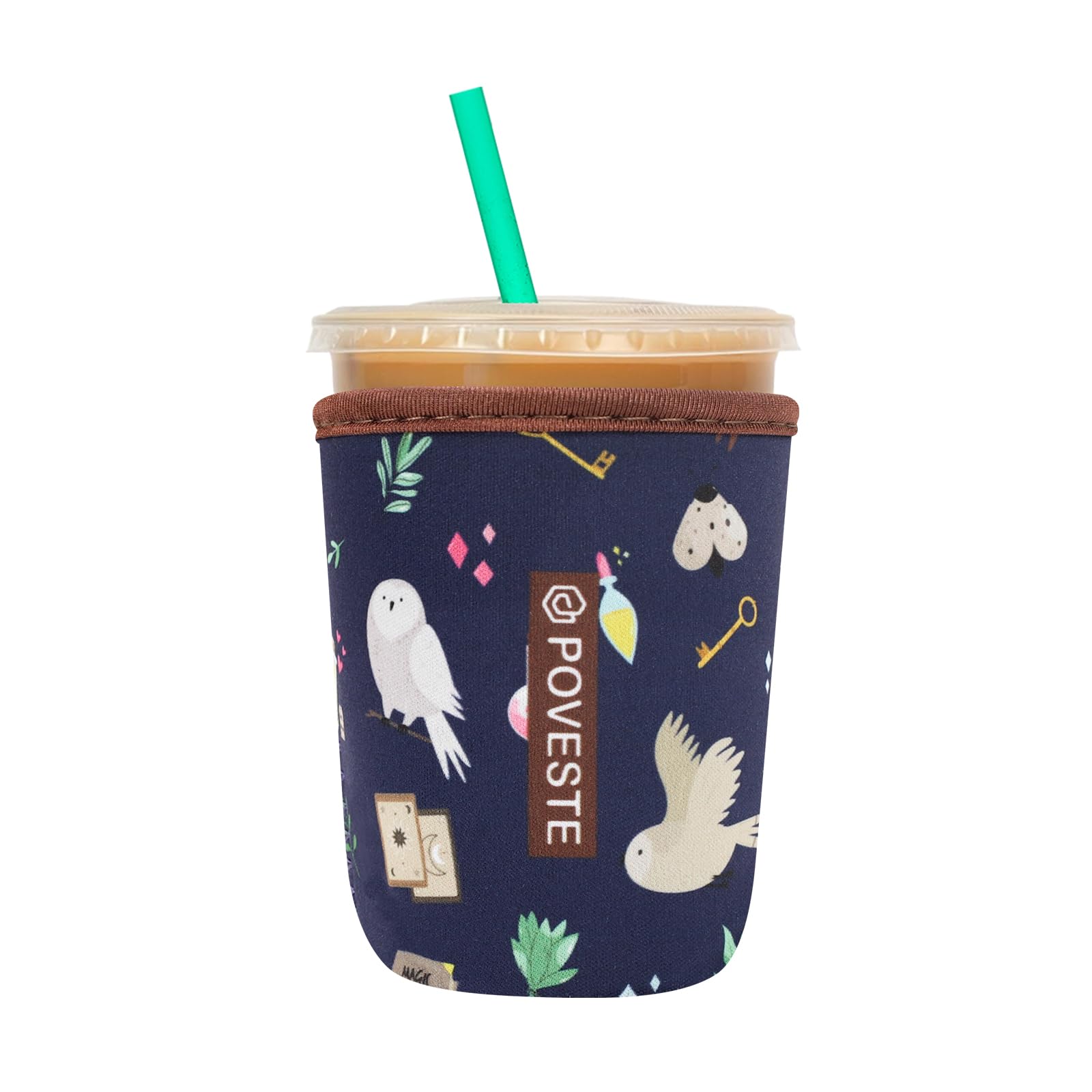 Reusable Neoprene Insulator Sleeve for Iced Coffee &amp; Cold Soda, Coffee Sleeves for Iced &amp; Hot Drinks, Cold Beverage Cooler Compatible with Starbucks, Dunkin (Hogwar Magic, Small: 16-18oz)