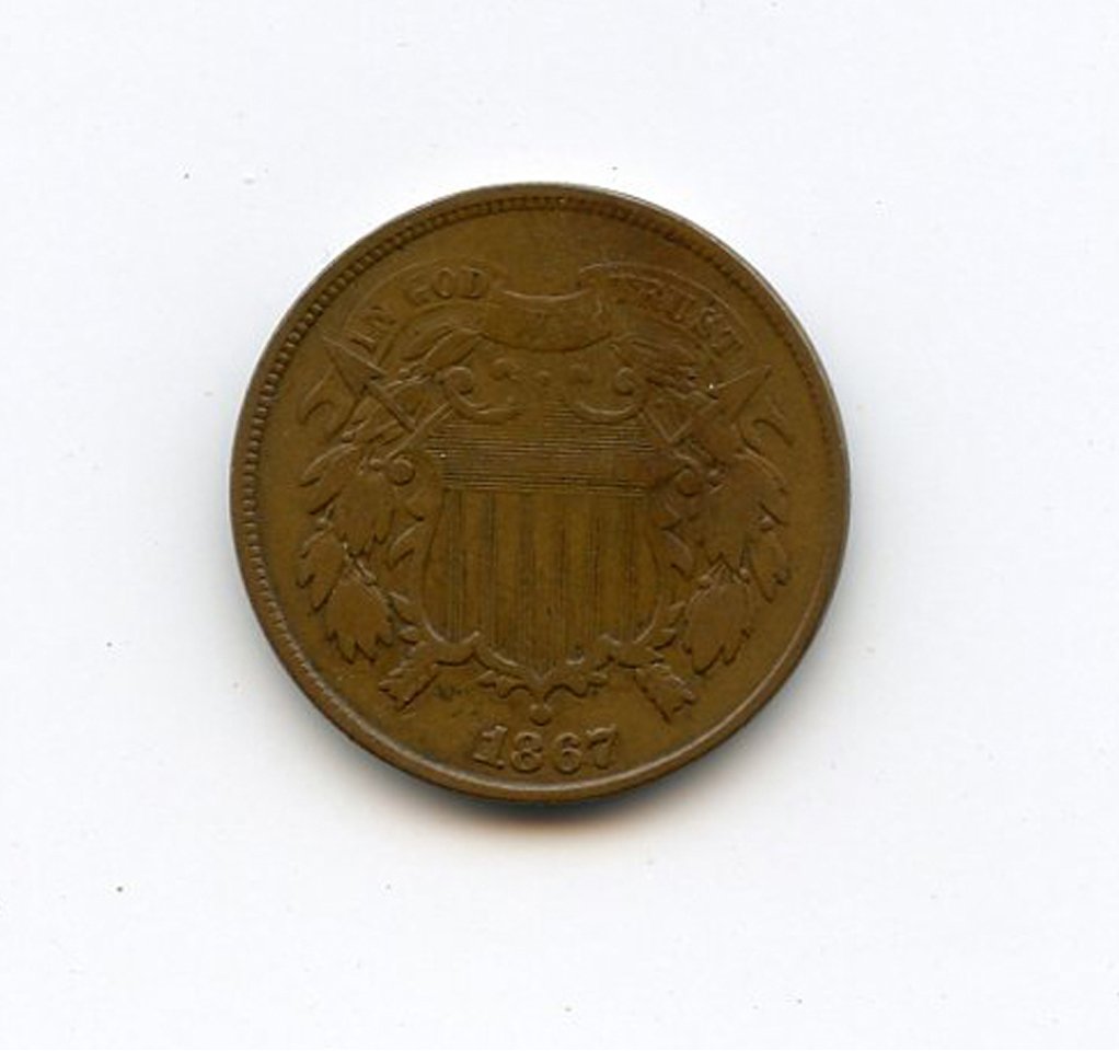 1867 No Mint Mark Two Cent Piece Circulated Civil War Era Coin Two-Cent Seller Good