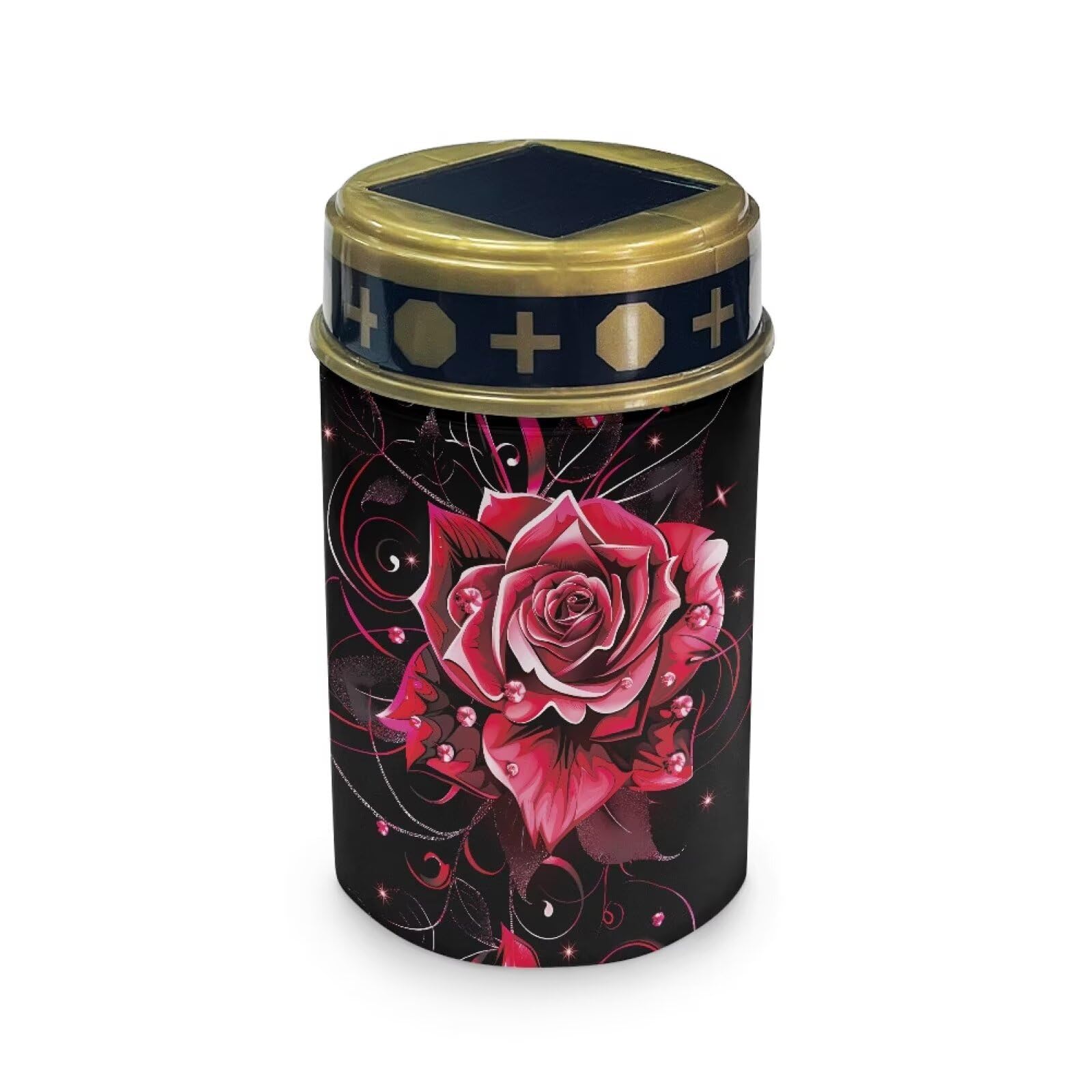 HUGS IDEA Gothic Rose Solar Lights for Graves Waterproof Solar Garden Lights Stakes Dark Romance Cemetery Decor Outdoor Memorial Lighting for Religious Gardens