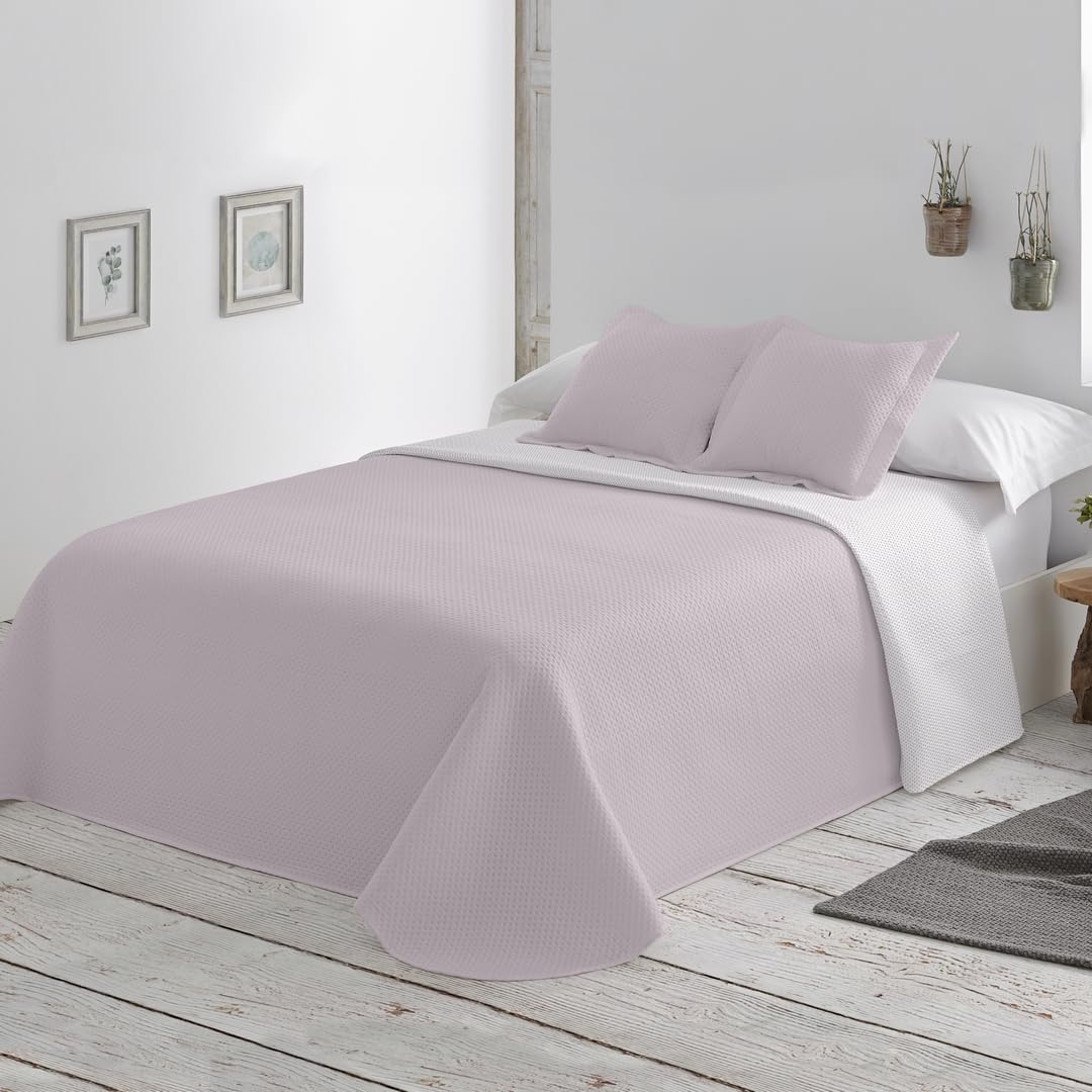 BOHEME Colcha Lisa Reversible Malva Cama 135 cm - 235x270 cm