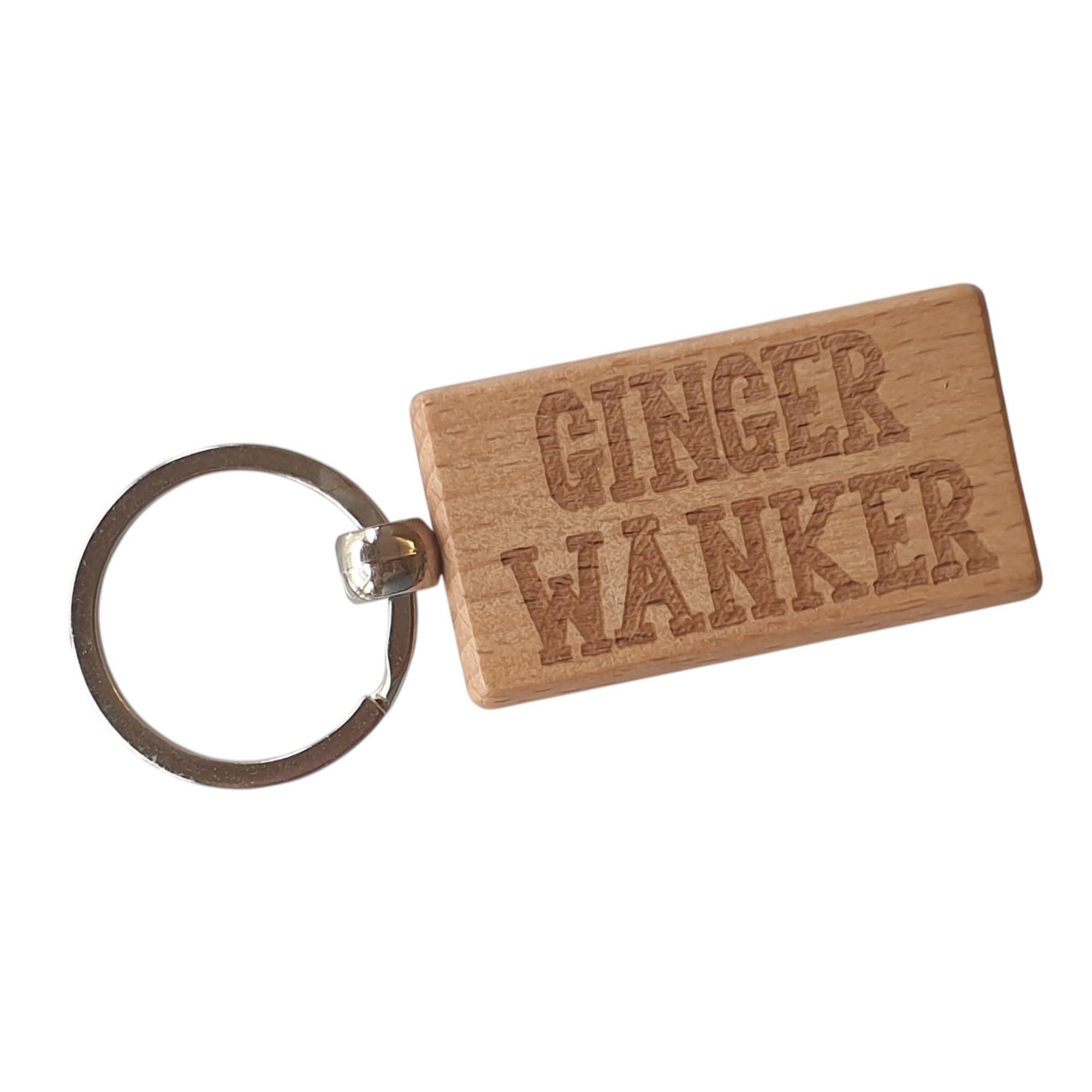 Decalarama Brown Ginger Keyring Gift Ginger Wanker Cute Engraved Wooden Redhead Ginge Key Fob Fun Novelty Nice Custom Present