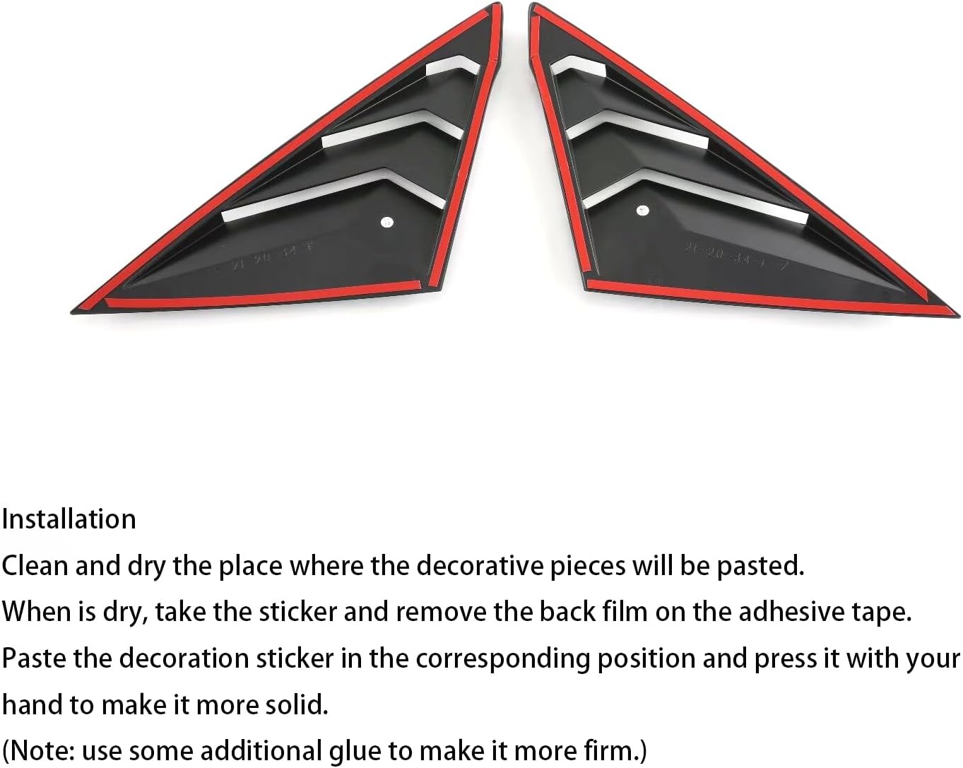 Red Glossy Black Rear Side Window Louvers Compatible with Honda Civic 11th Gen Sedan 2022 2023 2024 2025 ABS Air Vent Scoop Shades Cover Trim