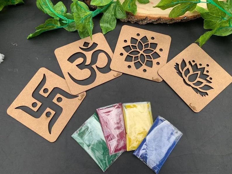 4 Pics Set Reusable Rangoli Stencils Making Tools Kit DIY Template Mats for Diwali Navratri Decor Pooja Room Floor Entrance Temple Festive Office Living Room Indoor Outdoor Decoration Items (B0DH4LSL8G) Amazon Price History, Amazon Price Tracker