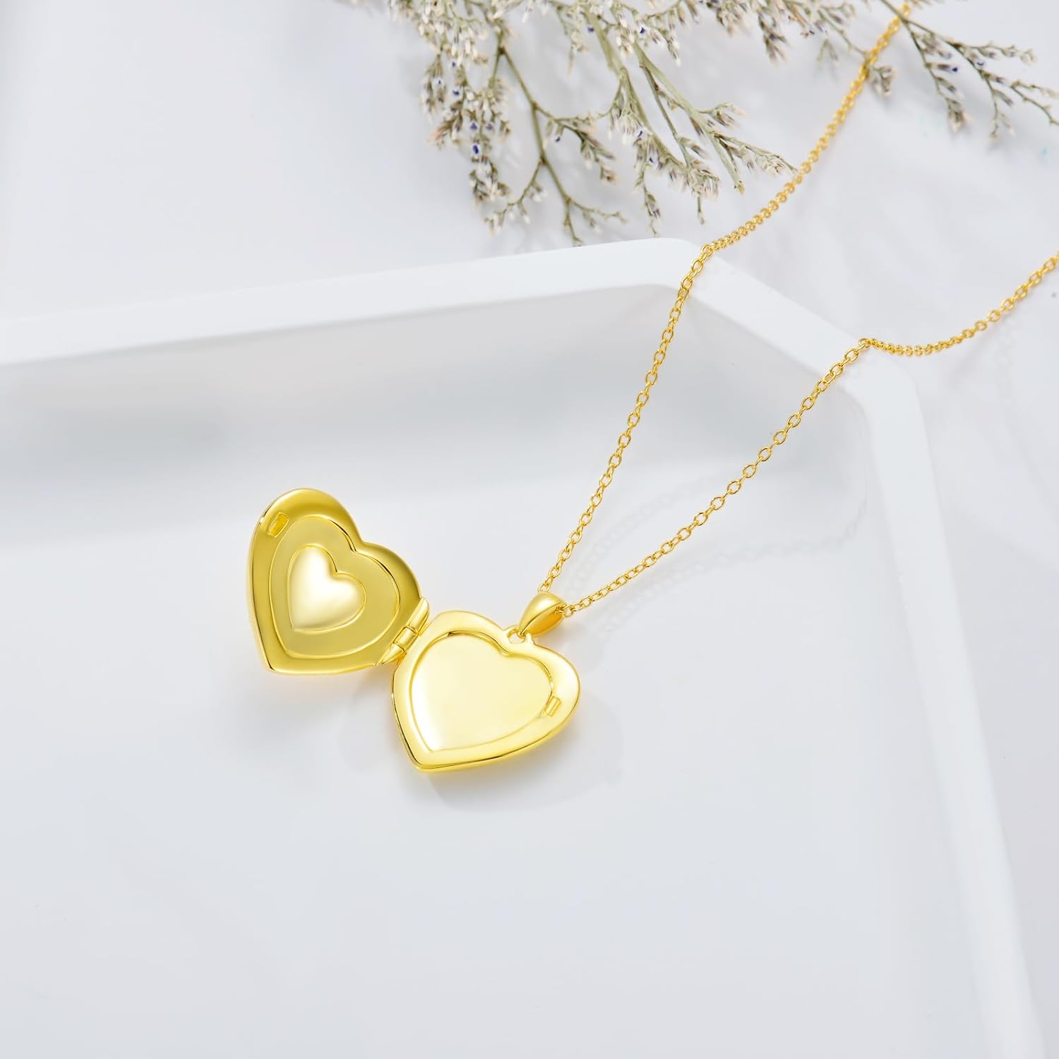 SOULMEET Sunflower/Rose/Daisy Heart Locket Necklace That Holds Pictures Keep Someone Near to You Sterling Silver/Gold Personalized Photo Locket Gift - Image 3