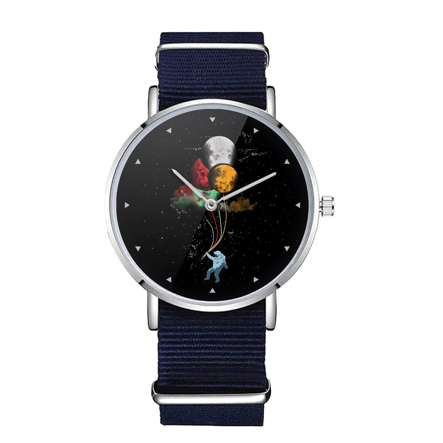 Astronaut with Balloon Planets Design Nylon Watch for Men and Women