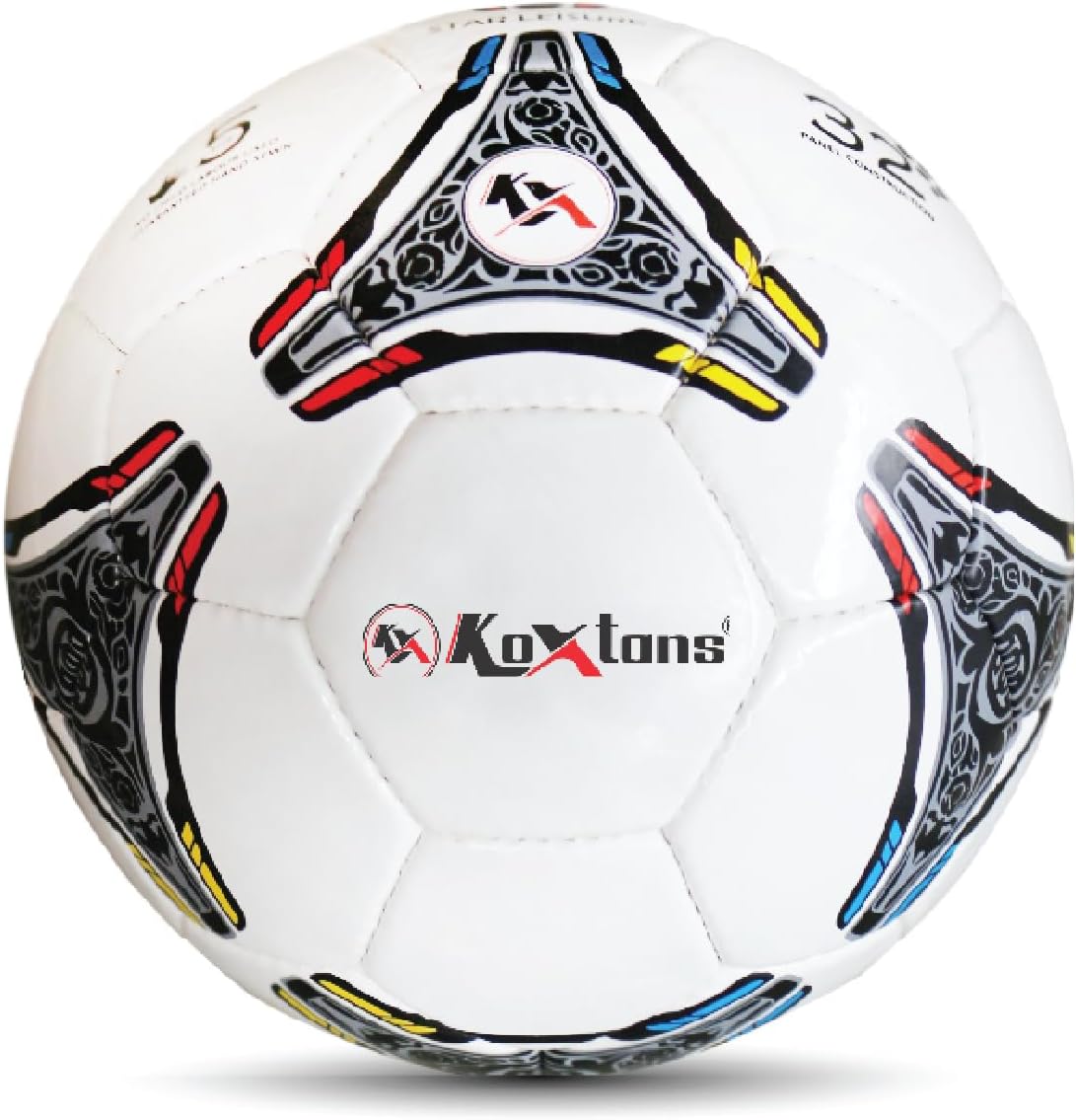KOXTONS Leisure Football, PU Leather Football Ball with Pump, 32 Panel Hand Stitched, Suitable for Soft & Wet Ground, Hard Ground with Grass & Artifical Turf, Size 5