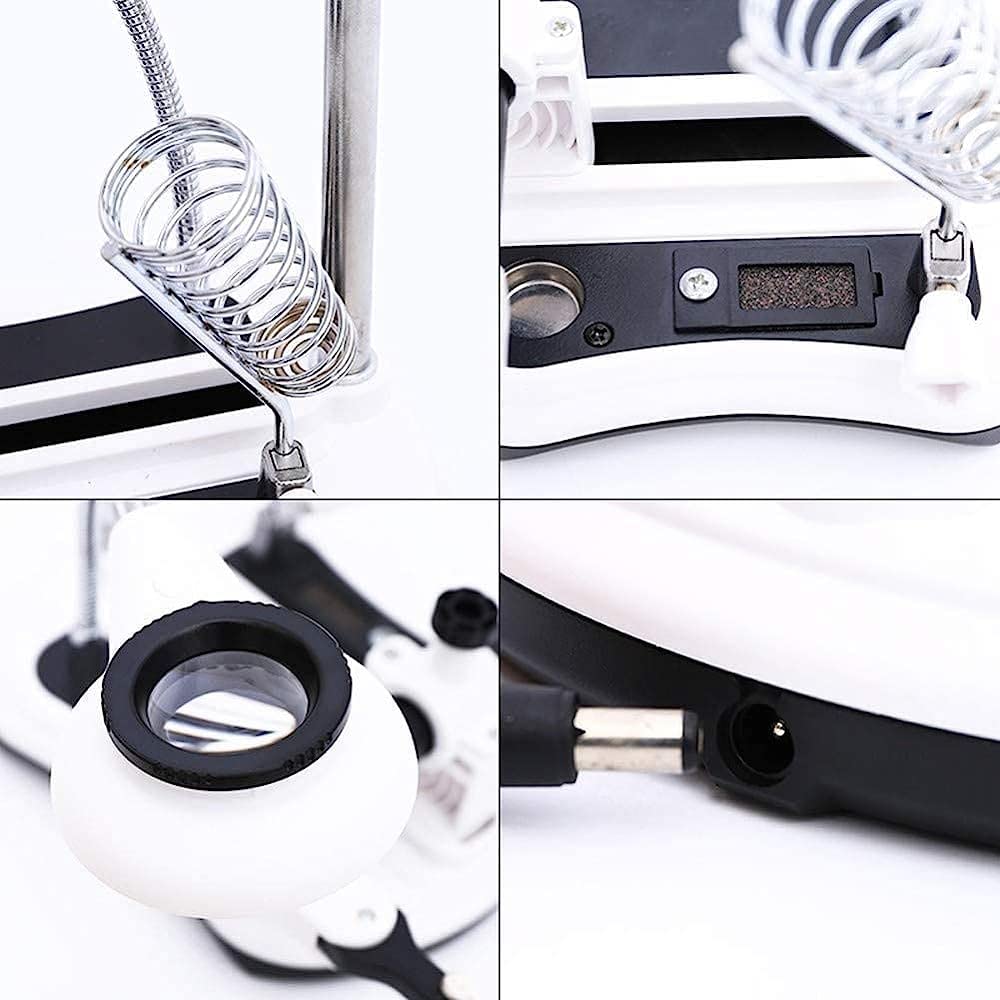 Lente d'ingrandimento, lente d'ingrandimento, lampada da tavolo mani stazione di ingrandimento, supporto per lente d'ingrandimento con morsetto e clip a coccodrillo,