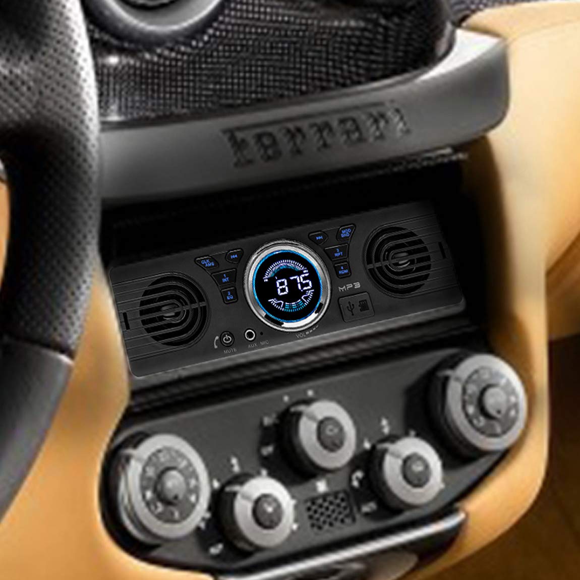 1 DIN Bluetooth Autoradio con Due Altoparlanti Universale 12V FM MP3 Autoradio Bluetooth Chiamata in Vivavoce Auto in-Dash Car Stereo