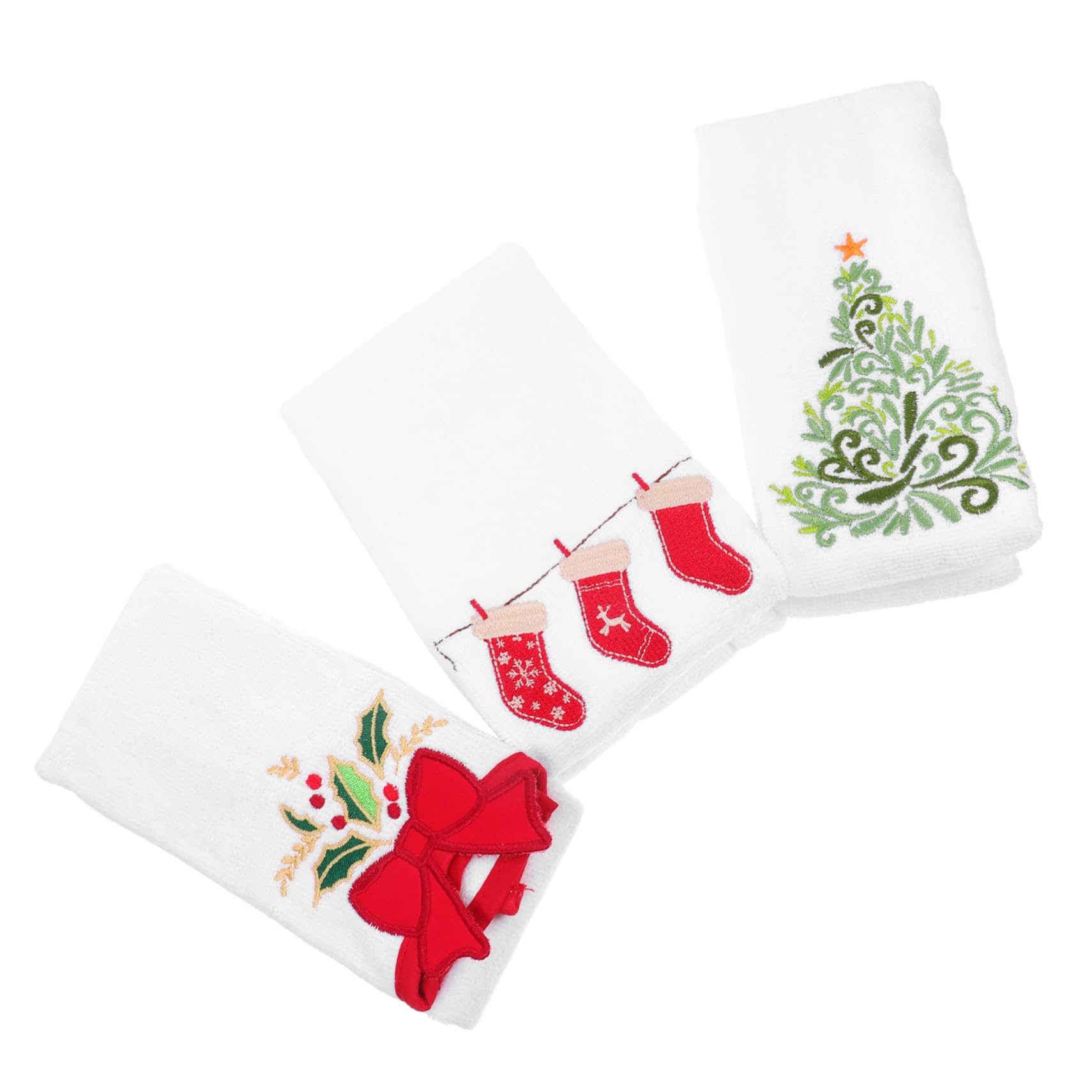 Serviettes de toilette brodées pour cadeau de Noël : le lot de 3 coton Amosfun