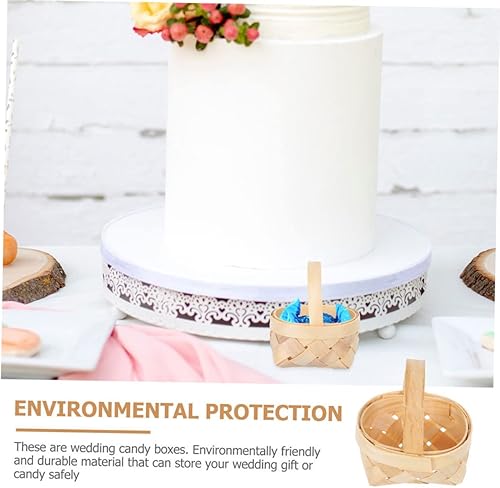 Miniatura 7 de Mini cestas tejidas de mimbre para caramelos con asa, bandeja para servir bocadillos, mesa de boda, mesa para recuerdo de fiesta, postre, frutas,