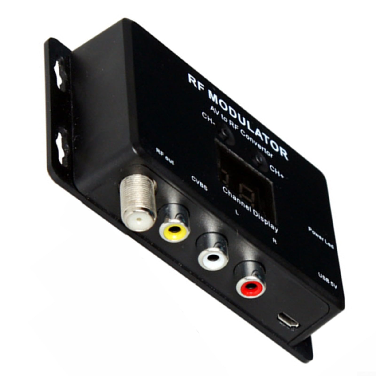 RF Modulator M60 AV zu RF Konverter für PAL NTSC TV Formate 471,25–885,25MHz UHF Ausgang 75Ω USB Stromversorgung Schwarz