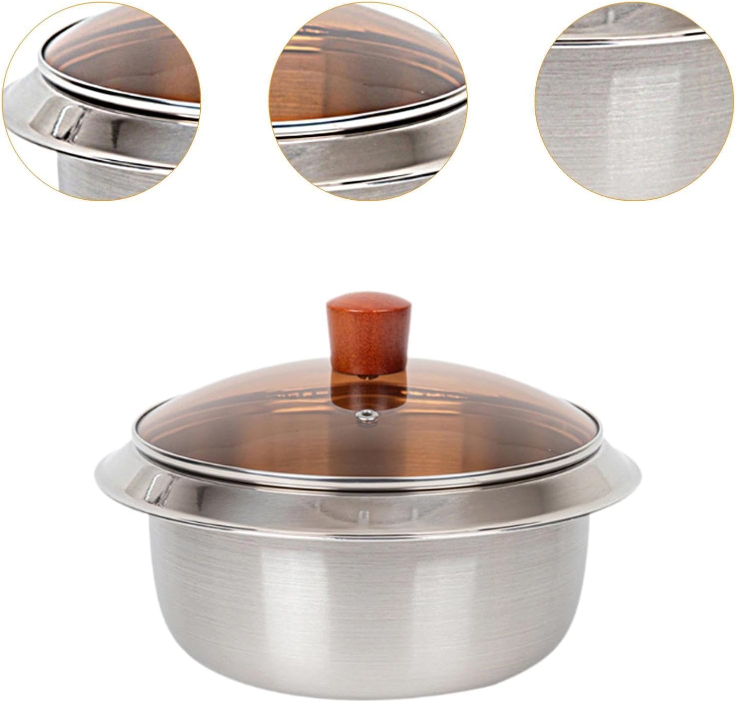 Stainless Steel Mixing Bowl Soup Bowl Sturdy Portable Rice Bowl Ramen Bowl Multiuse Serving Bowl for Restaurant, 22cm
