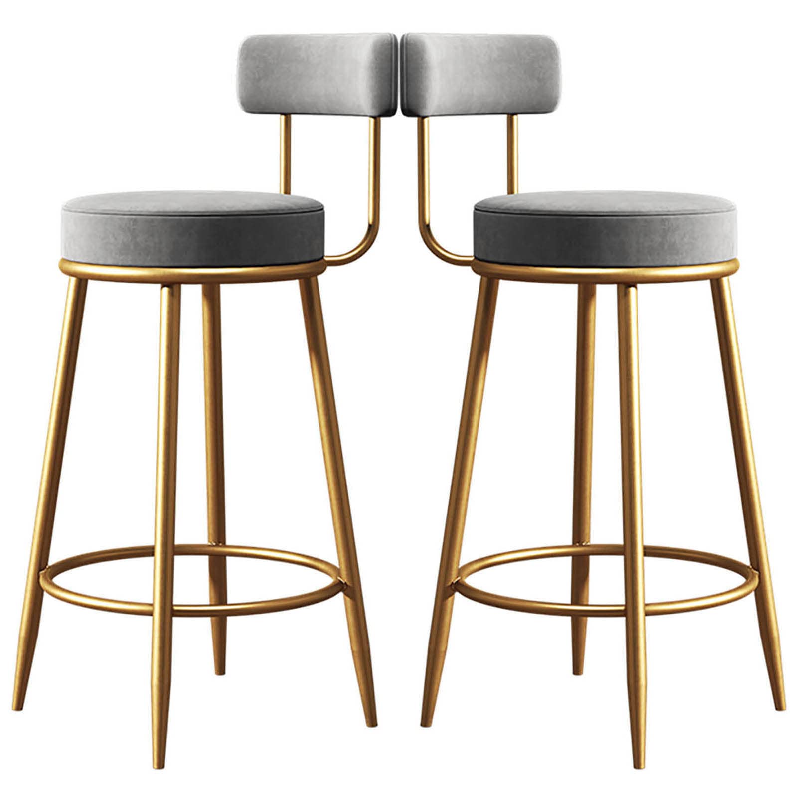 Tabourets de bar velours 65cm lot de 2 avec dossier de cuisine