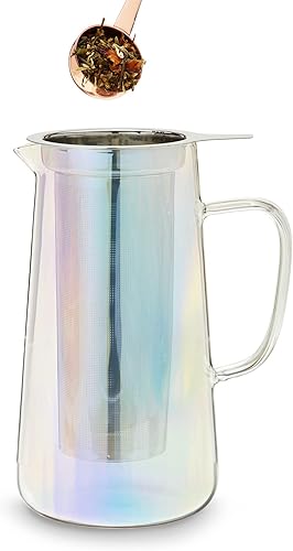 Miniatura 7 de Pinky Up Annika - Tetera de vidrio - Infusor de té y tetera para té suelto, 33 onzas iridiscentes