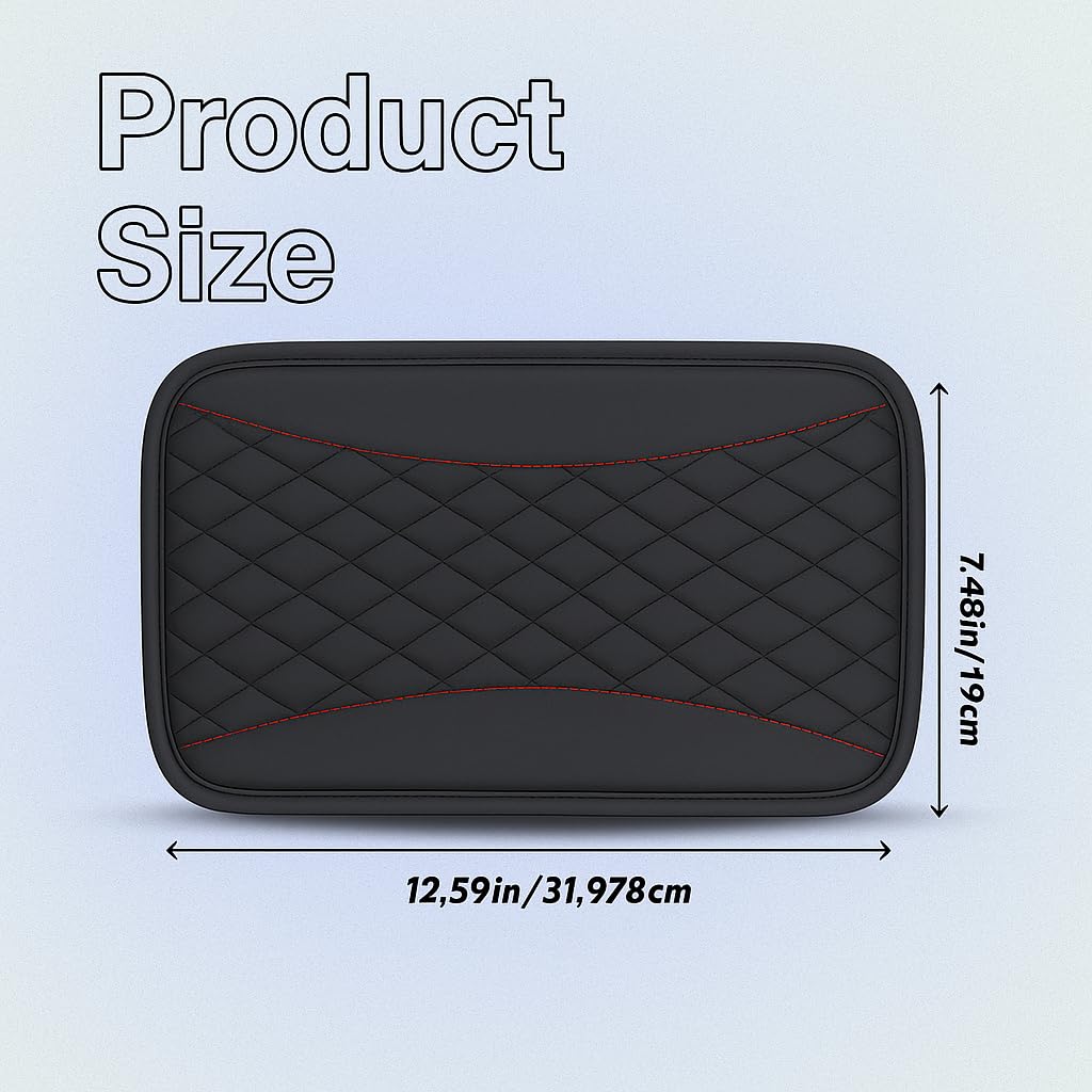 Universal Car Center Console Cushion Pad 19x31cm, Waterproof PU Leather Armrest Cover Protector - Image 2