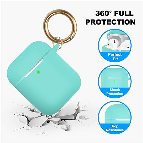 Vista 14 de MOLOPPO Funda para AirPods, funda protectora de silicona suave con llavero para mujeres y hombres, compatible con Apple AirPods de 2ª