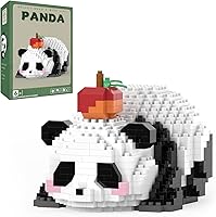 Vista 11 de Mini bloques de construcción de Halloween, panda sentado con calabaza, micro bloques de juguete para niños de 6, 7, 8, 9+, juegos de construcción