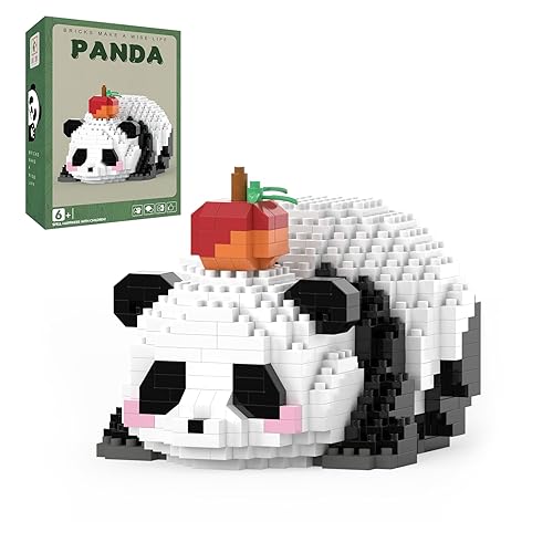 MJDDJA Mini Building Blocks- Lying Panda with Fruit, Party Favors- Micro Blocks Panda Toy for Kids 6 7 8 9 10+, Mini Blocks Building Sets for Adults, Birthday for Boys and Girls(597PCS)