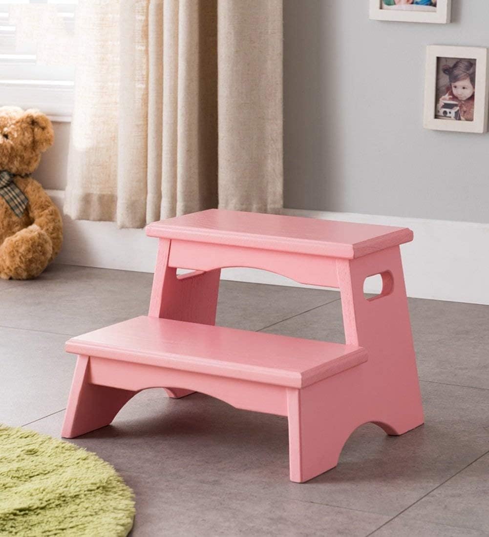 OKUOKA Multi-Function Step Stool Solid Wood Chair Ascends Stool Home 2 Ladder 38x33x27cm A+ (Color : A)