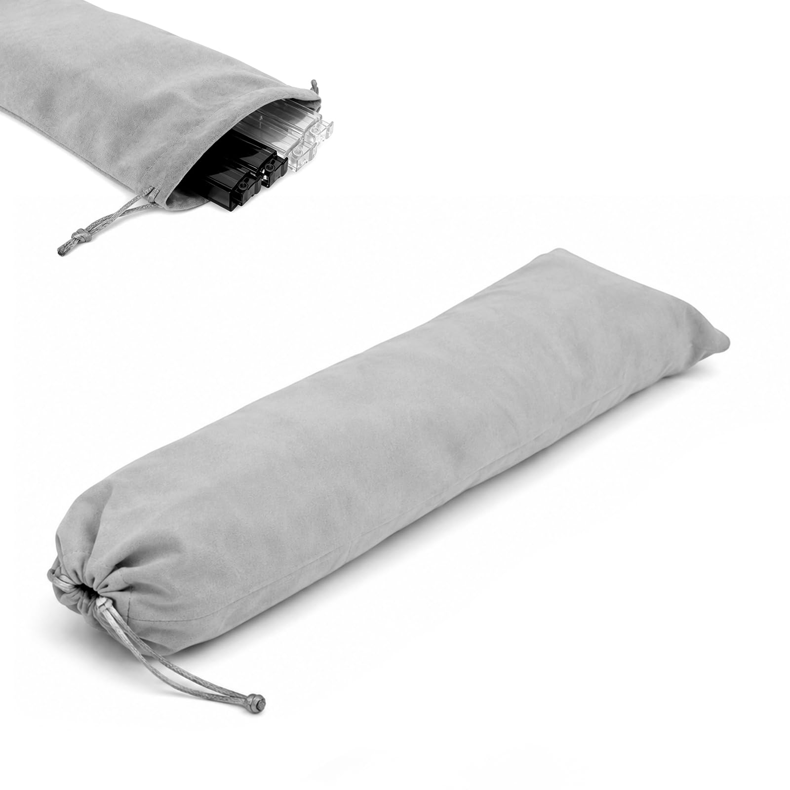 Fukaisu Storage Bag for Mahjong Racks, 57.5x16.5cm/22.64x6.5in Waterproof Dust-Proof Velvet Drawstring Carrying Bag Large Capacity Pouch for Mahjong Accessories, Rack Not Inluded (Gray)