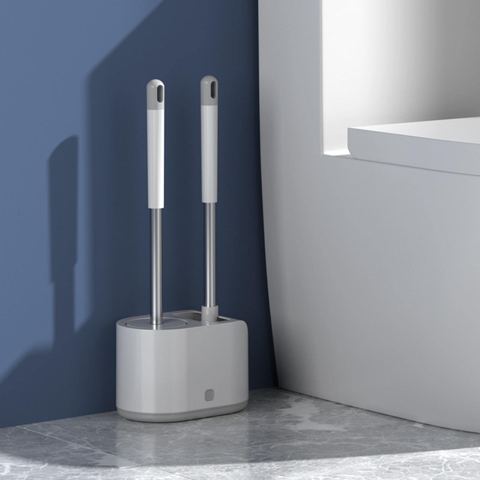 2X Silicone Toilet Brush with Toilet Brushs Holder Creative Cleaning Brushs Free Standing-picture-24