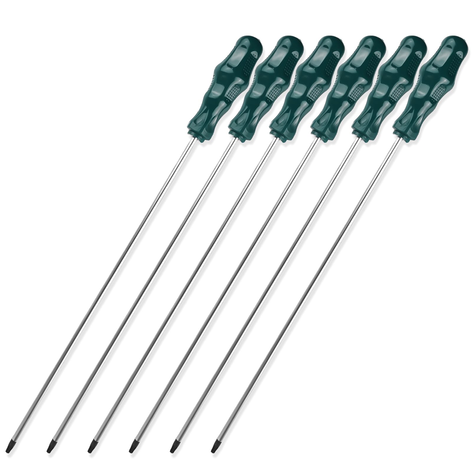 6 piezas de destornilladores Torx largos: destornillador magnético, destornilladores de estrella larga con una longitud de hoja de 400 mm, juego de destornilladores con mango de plástico (T15