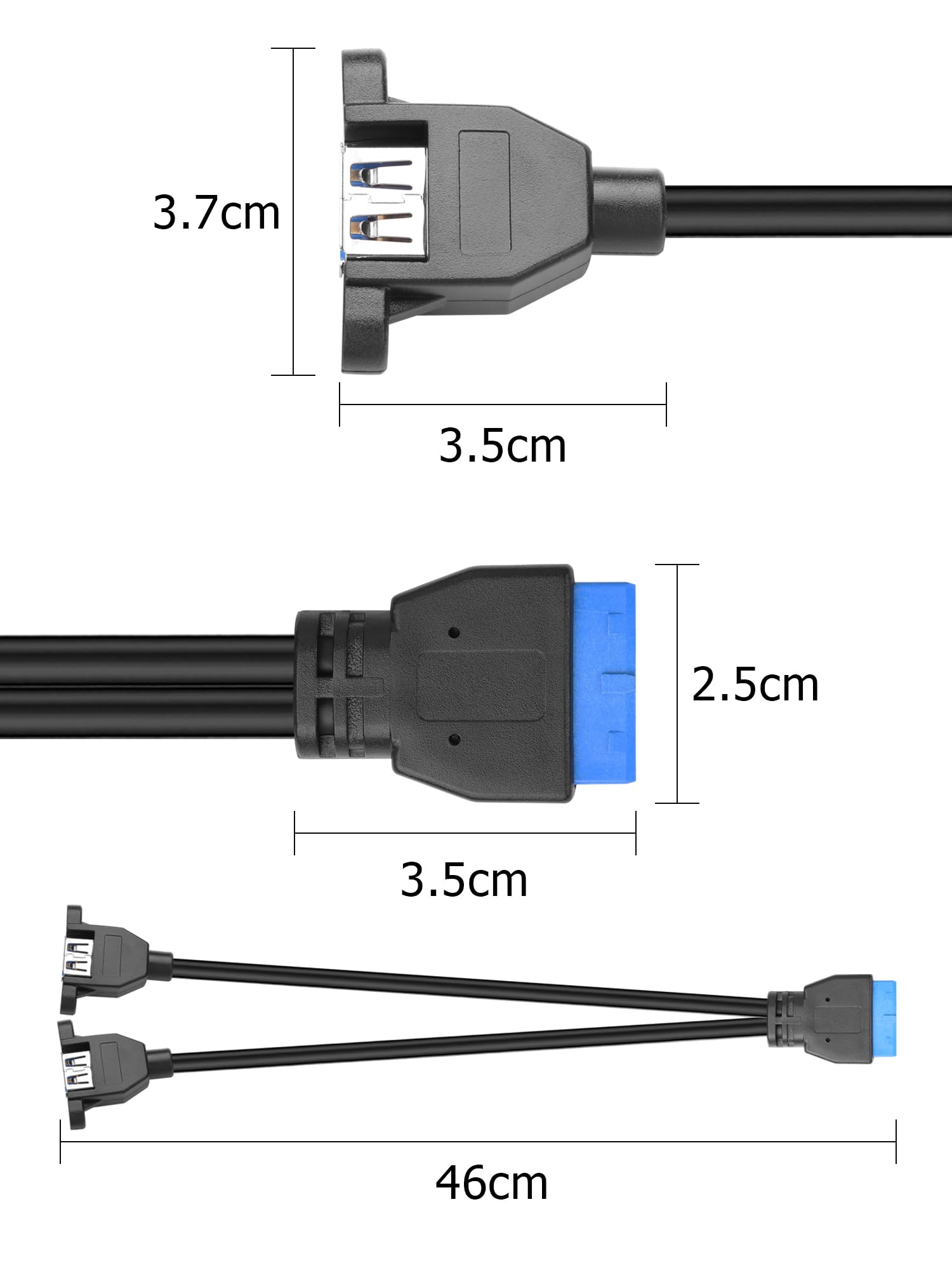 Pannello frontale da USB 3.0 a 20PIN da 2 pezzi per scheda