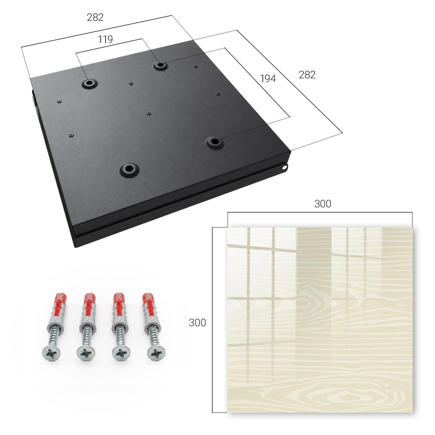 Cassetta portachiavi in vetro 30x30 cm Struttura in legno Porta Destra Nero | Appendiabiti | Bacheca | Vetrinetta | Nicchia | Casellario | Armadio | Gancio | Quadro | Mobiletto | Contenitore | Supporto