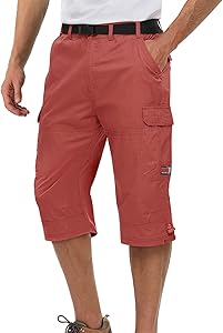 Wadenlange 3/4-Golfhosen. Caprihose  aus weichem und atmungsaktivem Stoff für ein angenehmes Körpergefühl, lockere Passform, stylisches und schlichtes Casual-Design, Cargo-Hose mit mehreren Taschen,  mit elastischem Kordelzug in der Taille.