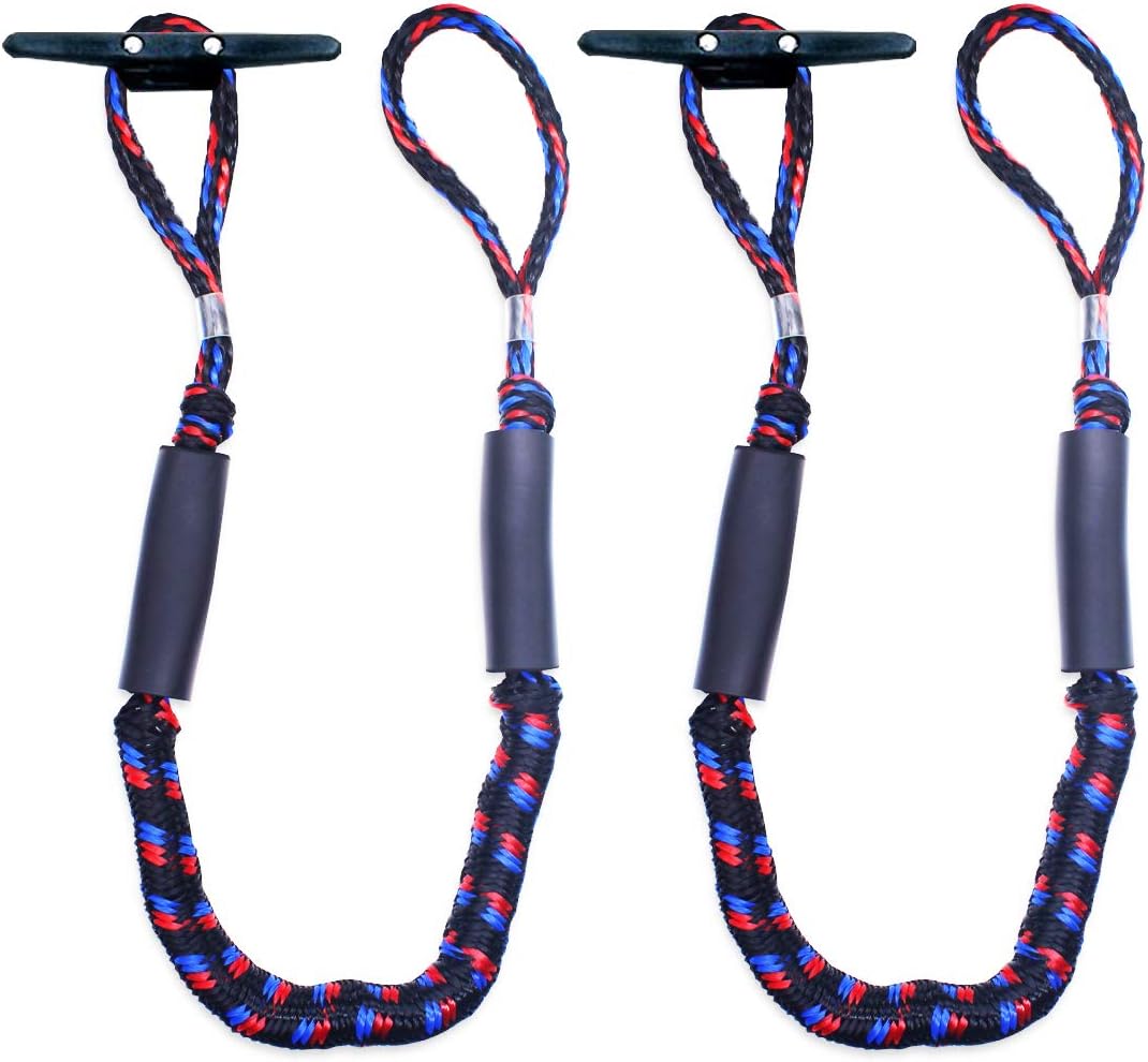 Botepon 2Pcs Boat Dock Line, Bungee Cords for Boats, Boating Gifts for Men, Boat Accessories, Pontoon Accessories, Perfect for Jet Ski, SeaDoo, Yamaha WaveRunner, Kayak, Pontoon (4 Feet) : Sports & Outdoors