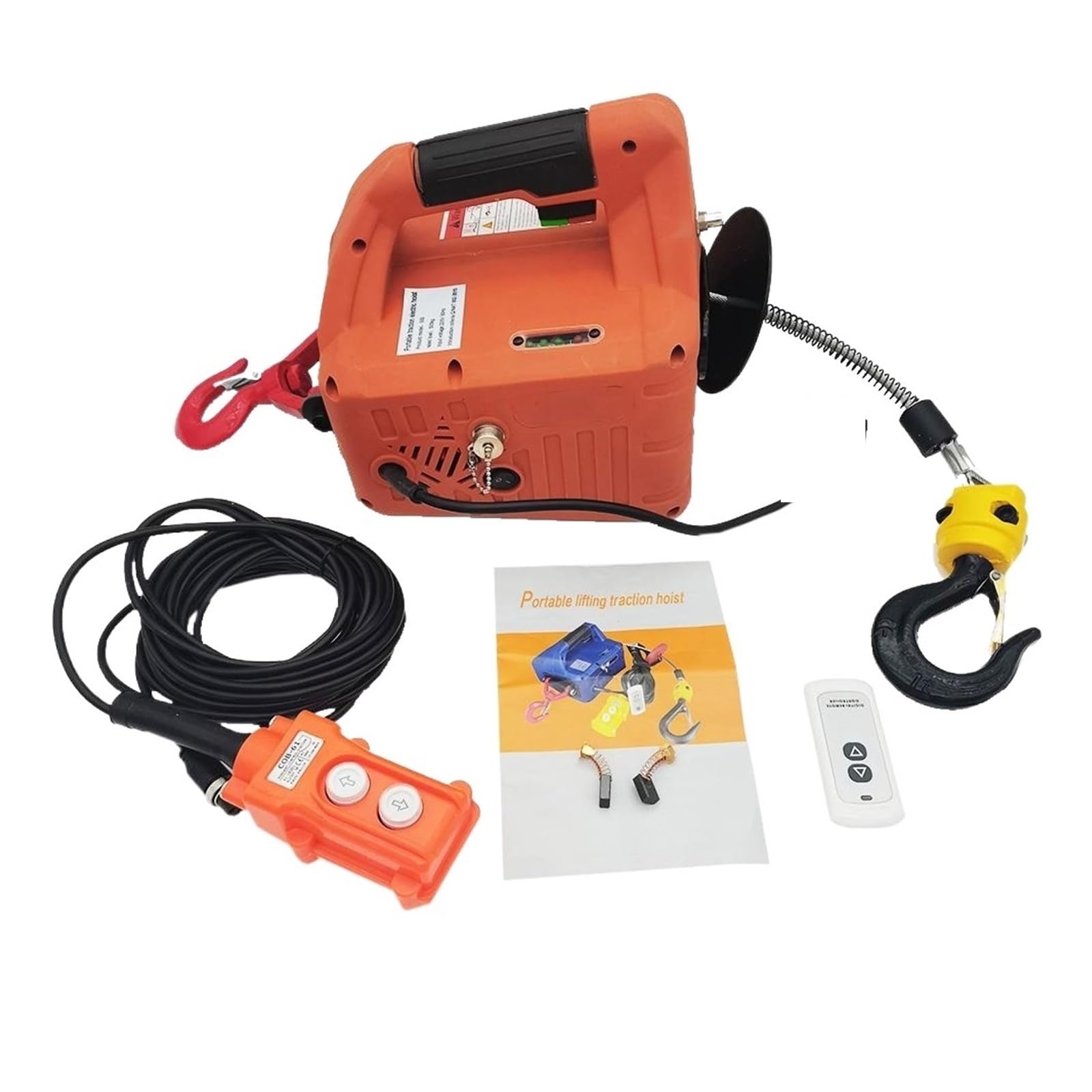 MYUYEE Trailer Winch, 500Kg Load Portable Electric,Winch Traction Hoist Manual/Remote Control/Wire Control Lifting Tool Safe & Convenient