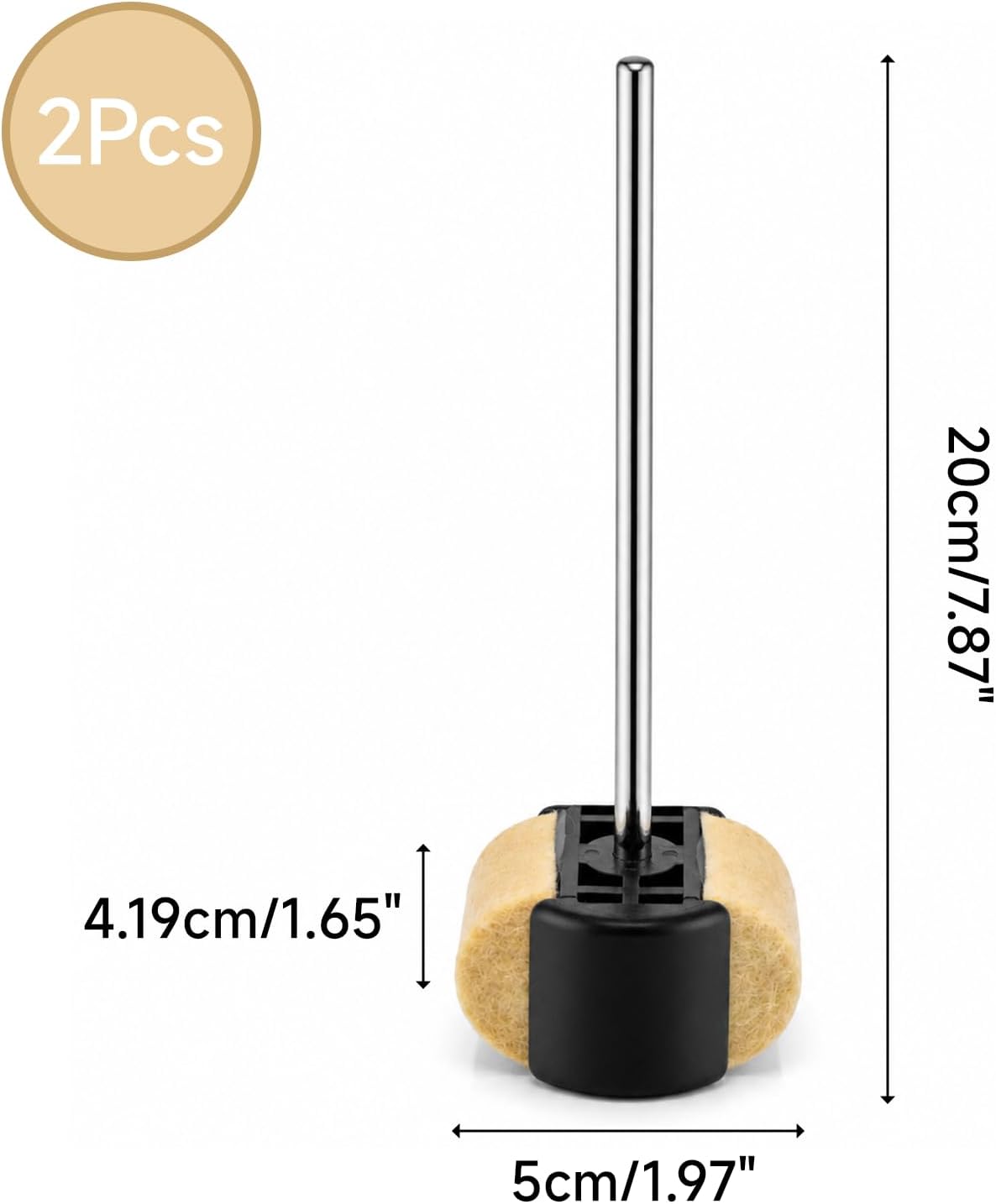 CashBeat 2Pcs Wool Felt Bass Drum Pedal Beater, Anti-slip Kick Drum Mallet image 2