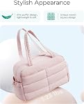 BAGSMART Puffer Travel Duffle Bag for Women, 31L Lightweight Quilted Laptop Carry on Gym Bag, Water Resistant Organizer for Weekender Overnight Hospital Sports Workout, Cherry Red