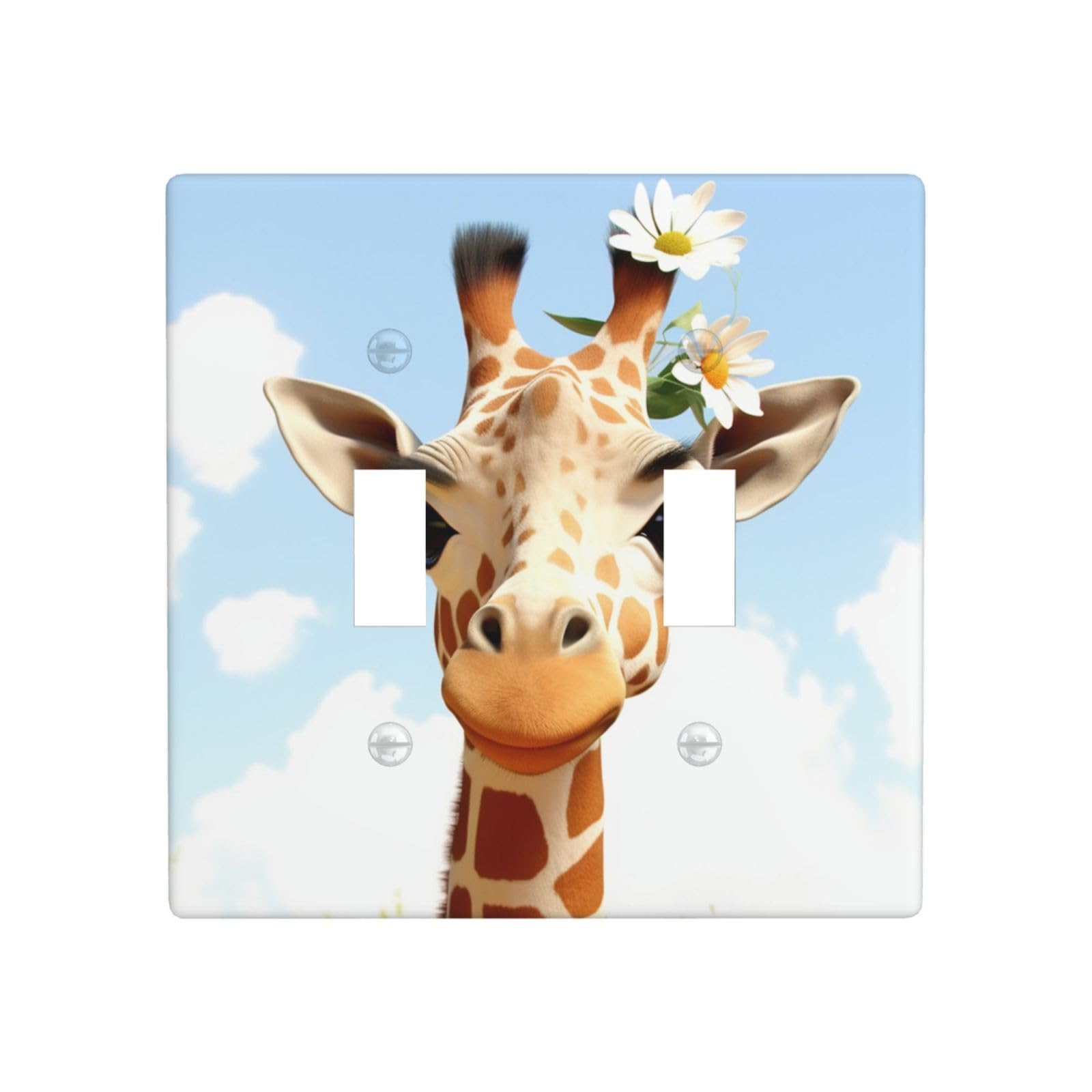 Aceprints Giraffe 2 Gang Double Toggle Wall Plates, Unbreakable Decorative Duplex Light Switch Plate Covers Electrical Switchplate Cover Faceplate For Bathroom Kitchen Decor