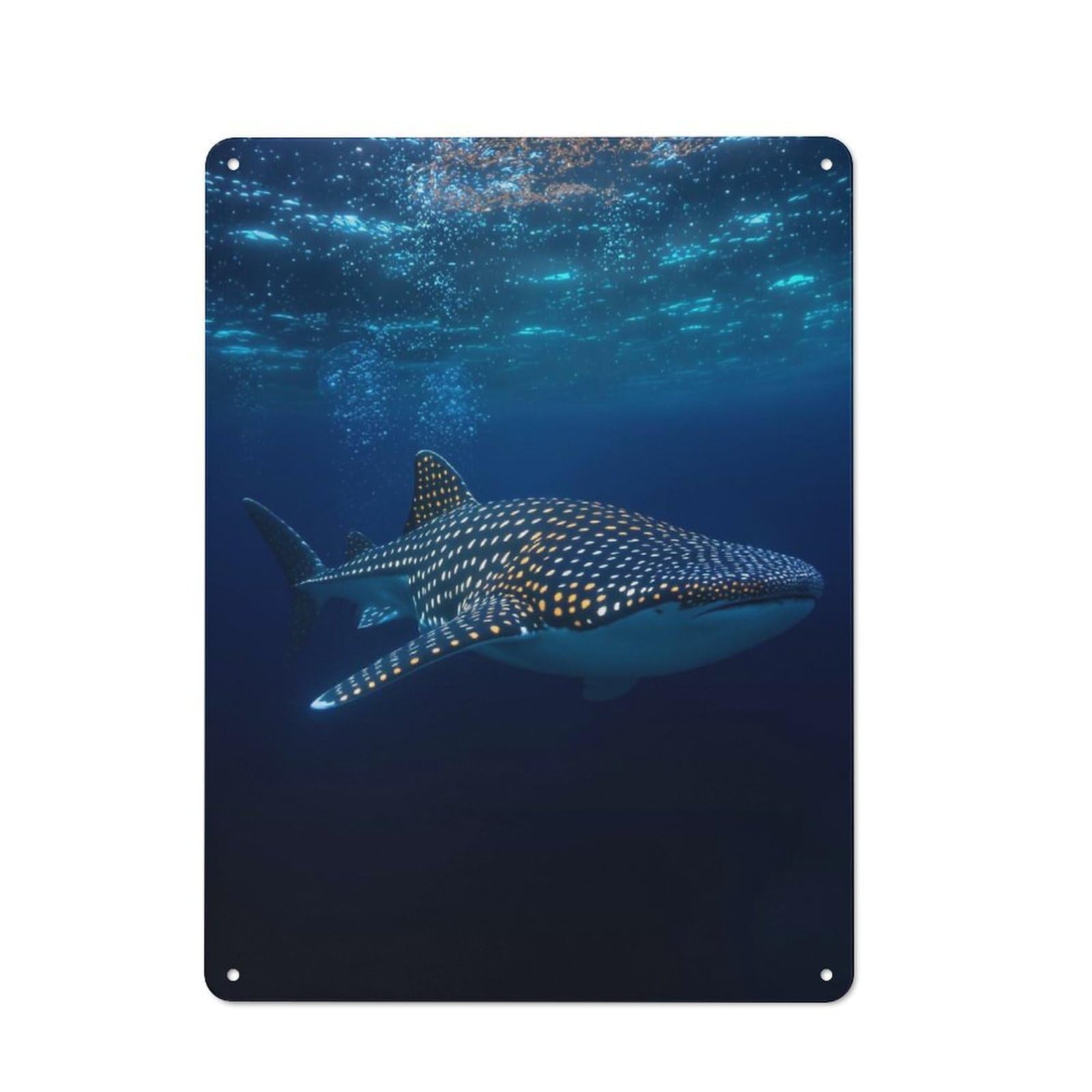 Junmoney Style-12 Retro Metal Wall Sign 40X30cm Featuring Majestic Whale Shark In The Deep Ocean For Pub Or Café, For Garage, Workshop And Man Cave Decoration