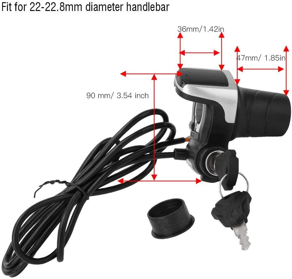 Jadeshay 36V Electric Bike Throttle with LCD Display, Twist Grip Handlebar Controller for Ebike, E-Scooter & E-Motorcycle, Fits 22-22.8mm Bars, Includes Key Lock & 1.6m Cable (Black)