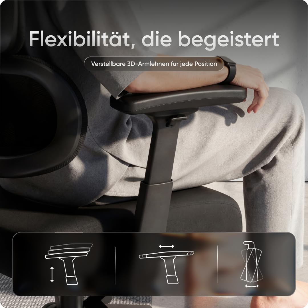 Move Bürostuhl ergonomisch bis 150kg (Testsieger) - 5 Jahre Garantie