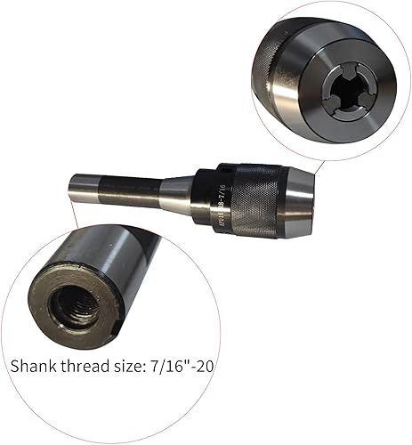 Miniatura 5 de Lzcdelyxiao Portabrocas sin llave de 132" - 12" de 0.039-0.512 in con vástago integral R8 rosca 716"-20 y llave inglesa APU13 portabrocas