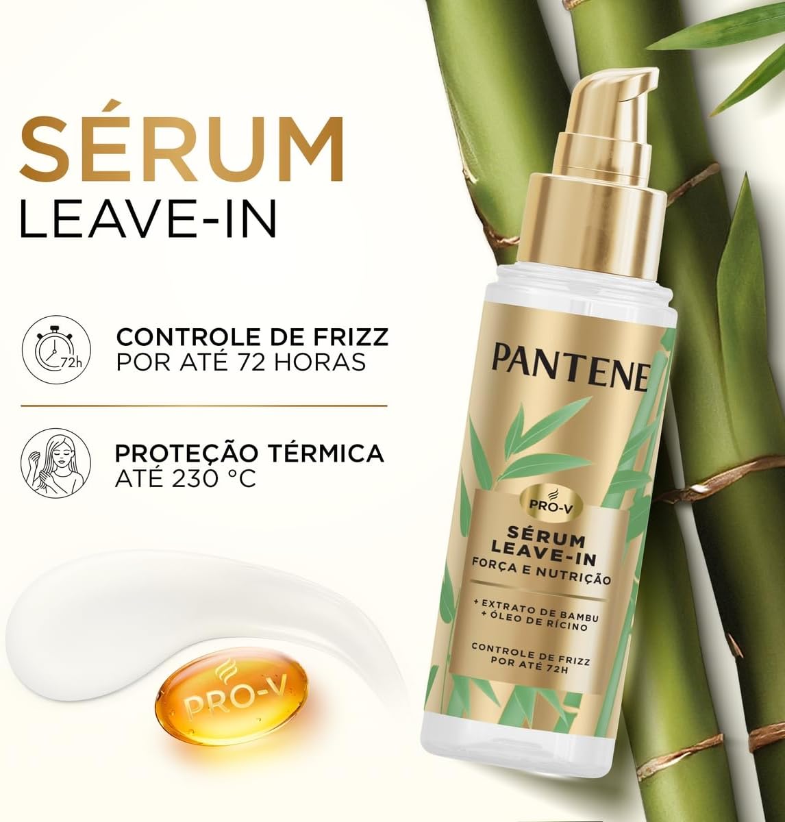 Pantene Sérum Leave-in Bambu Força Nutrição Controle de Frizz 95 ml
