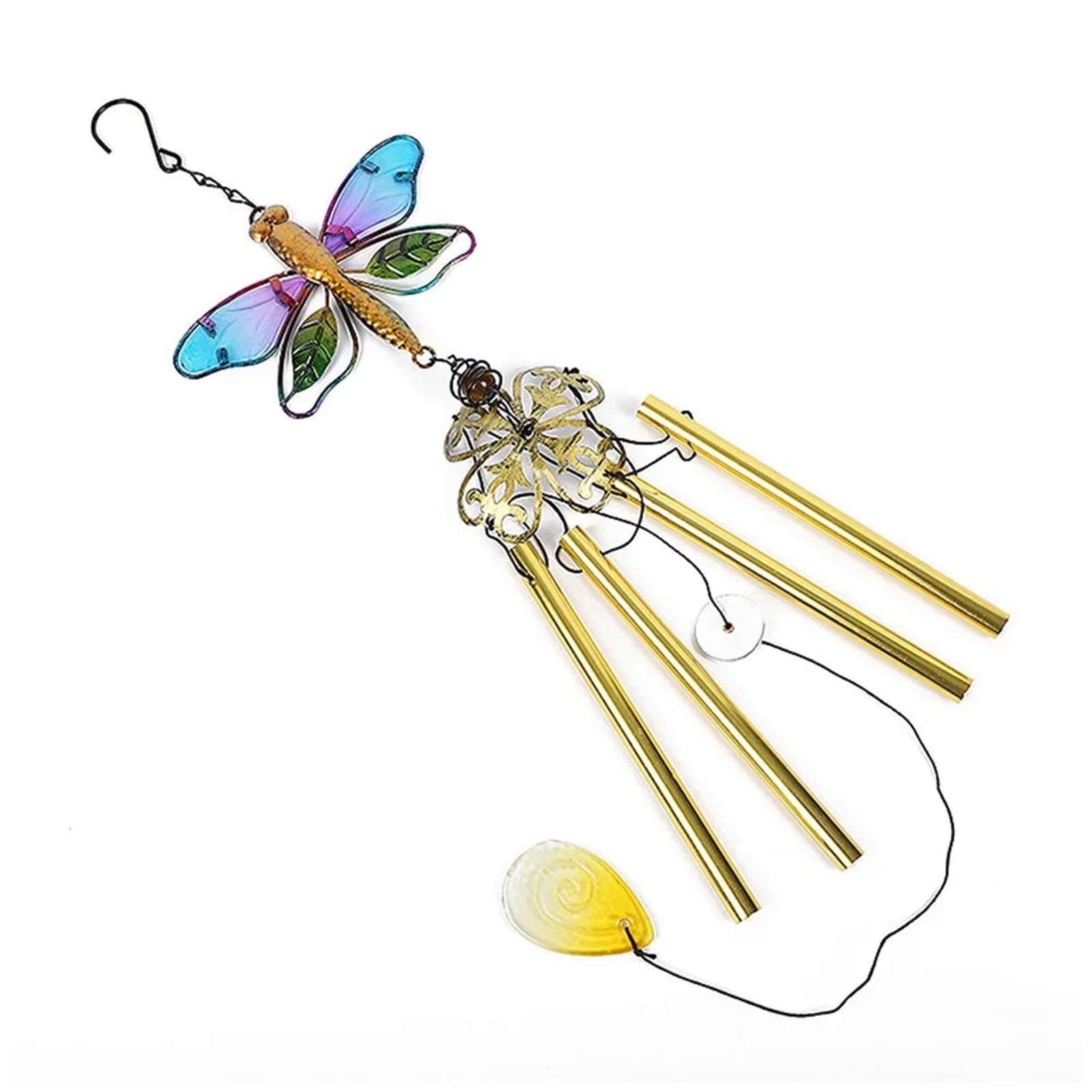 Wind Chimes Wind Chime Hummingbirds Dragonflies AluminumTube Art Hanging Bells For Home Garden Decor(Color4)