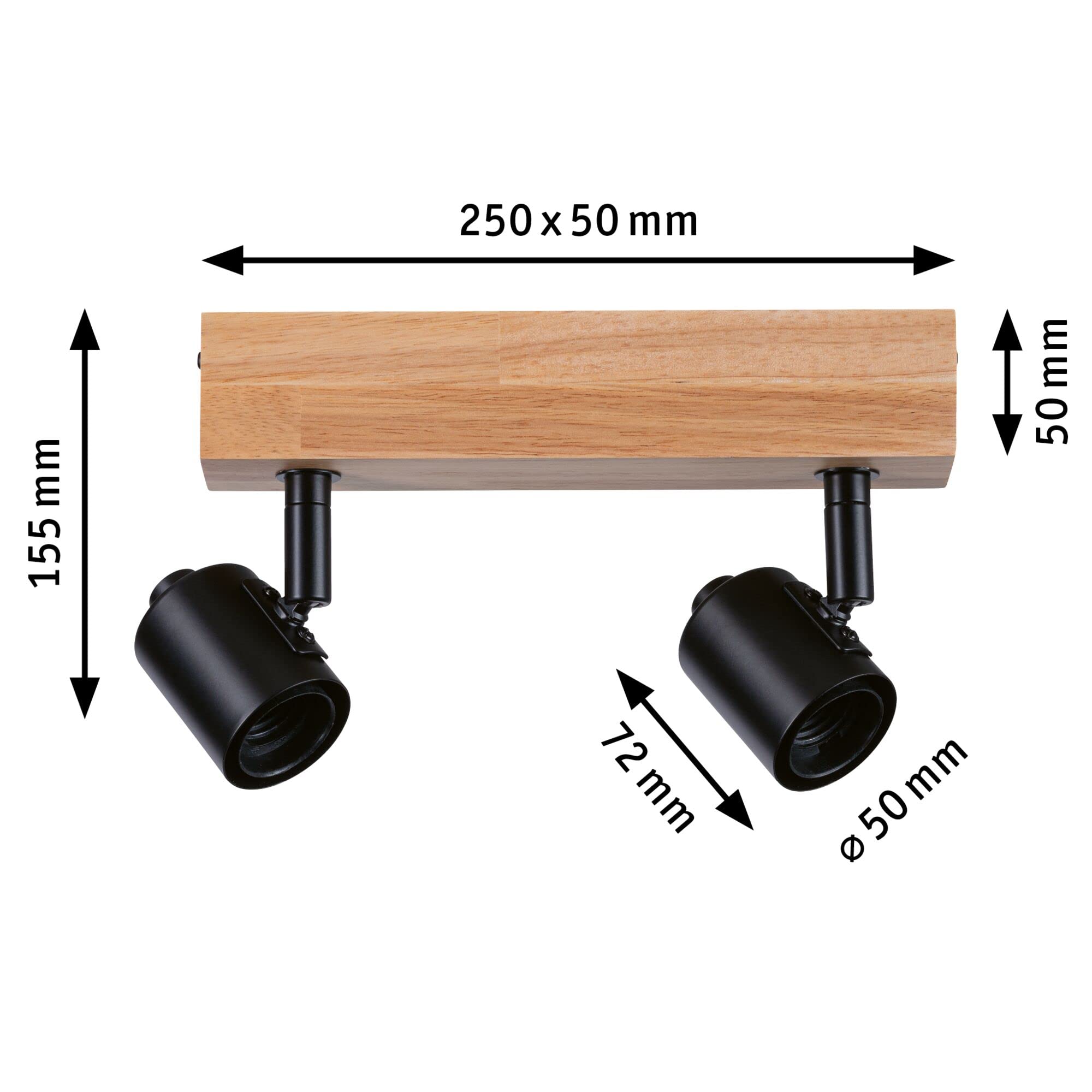 Paulmann Arvid 66771 Spotlight 2-Bulb Max. 2 x 20 Watt Ceiling Light Black Wood Metal E27 - Image 4