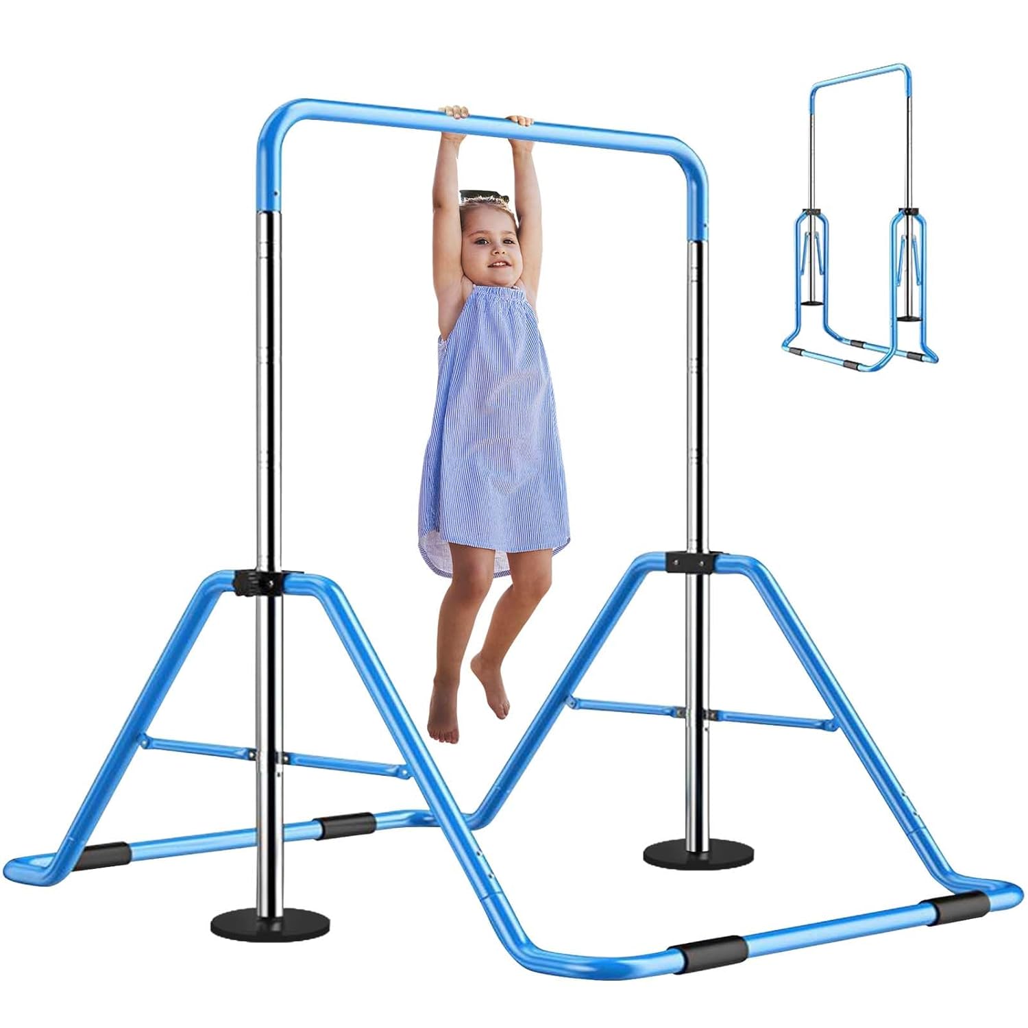 MOPHOTO Expandable Gymnastics Bars Folding Horizontal Bars, Home Gymnastics Equipment Kip Junior Training Bar for Kids Little Gymnasts with Adjustable Height