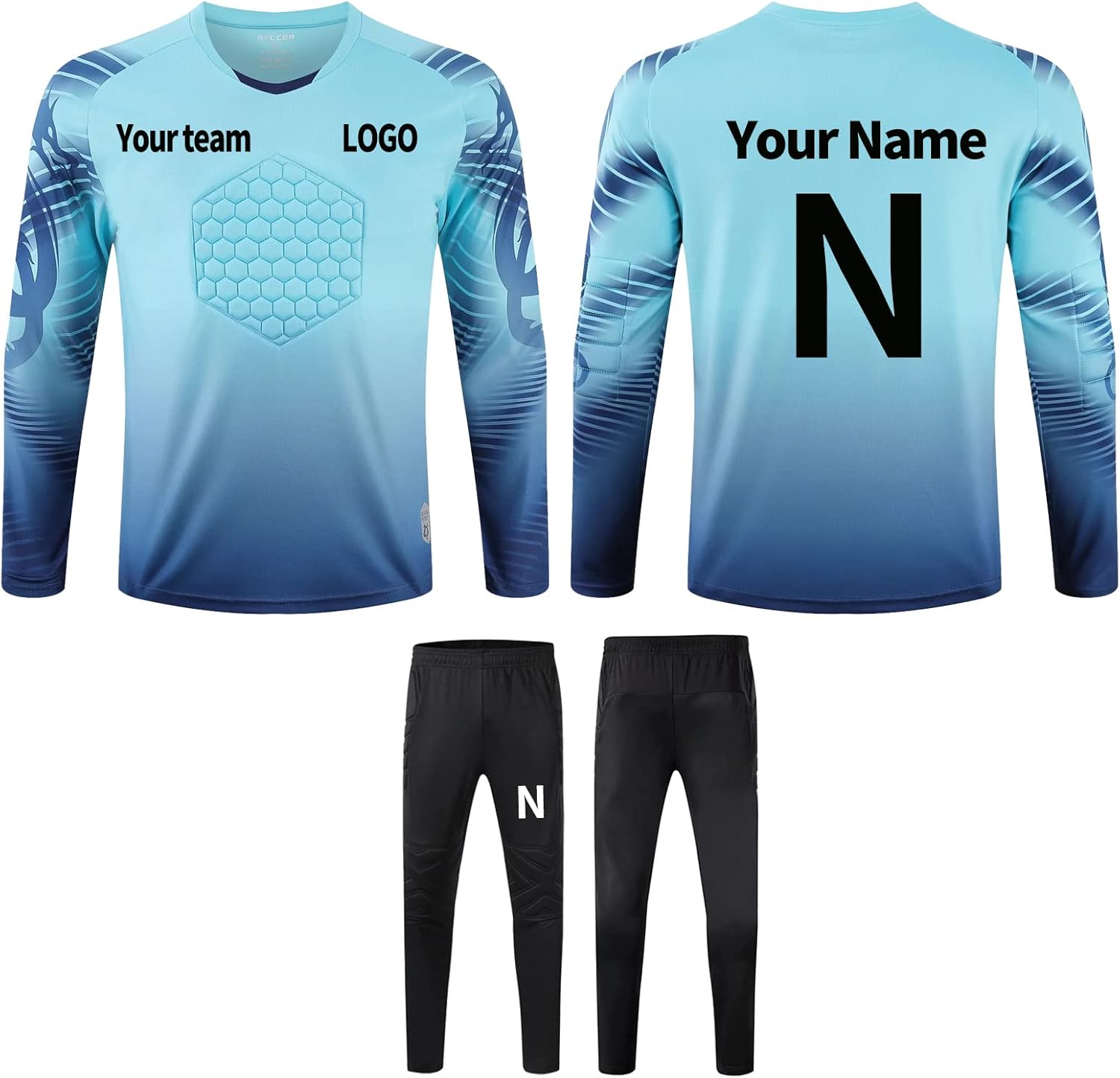 TOMIYO Custom Goalie Jersey Soccer for Adult Kids Goalkeeper Jersey Personalized Long Sleeve Shirt Uniform with Name Team