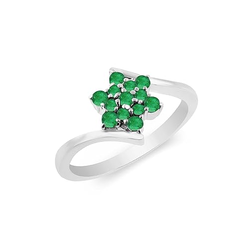 Natural Emerald Gemstone 14K Solid White Gold Ring For Women And Girls (9.25)